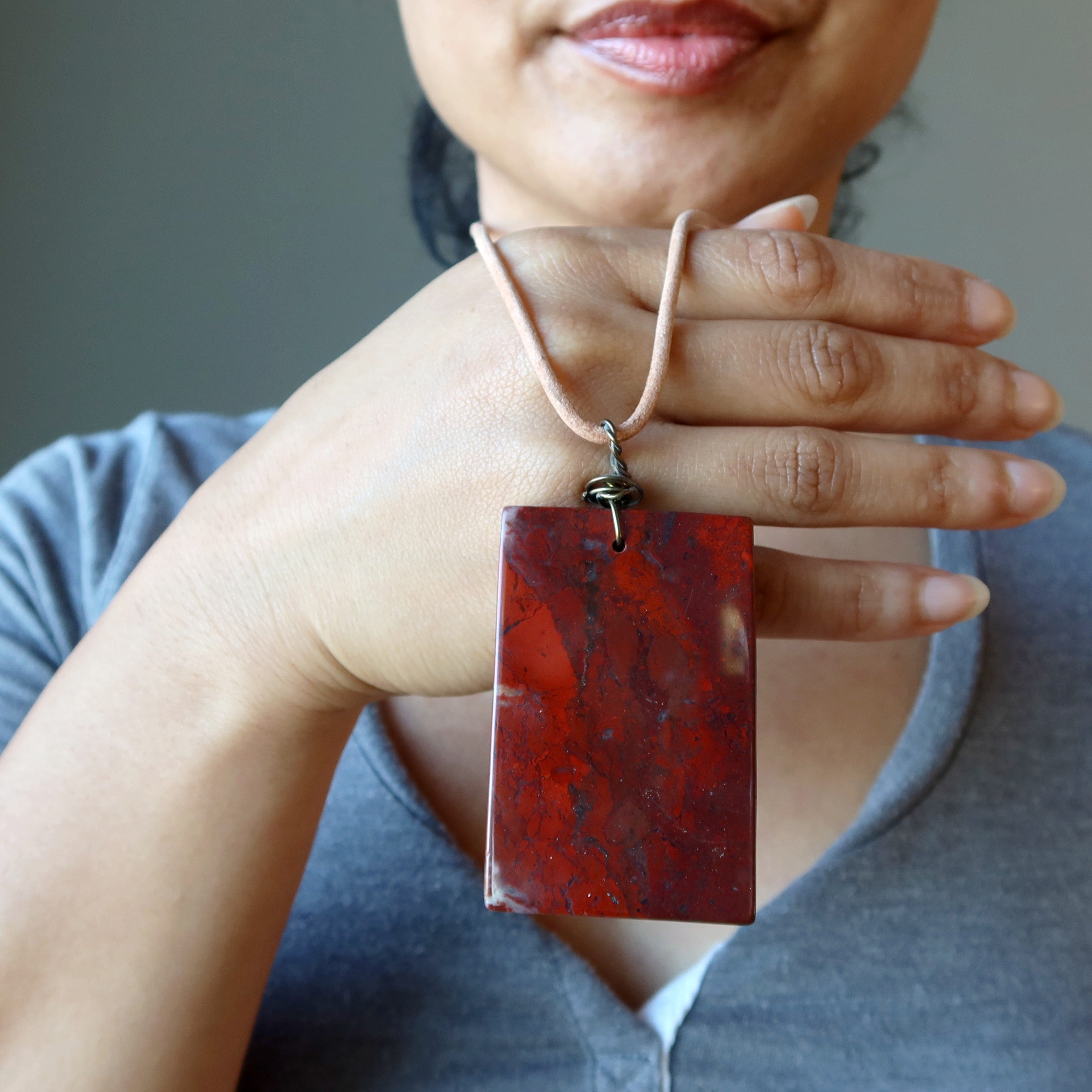 Red Jasper Necklace Door to Desires Stone Leather