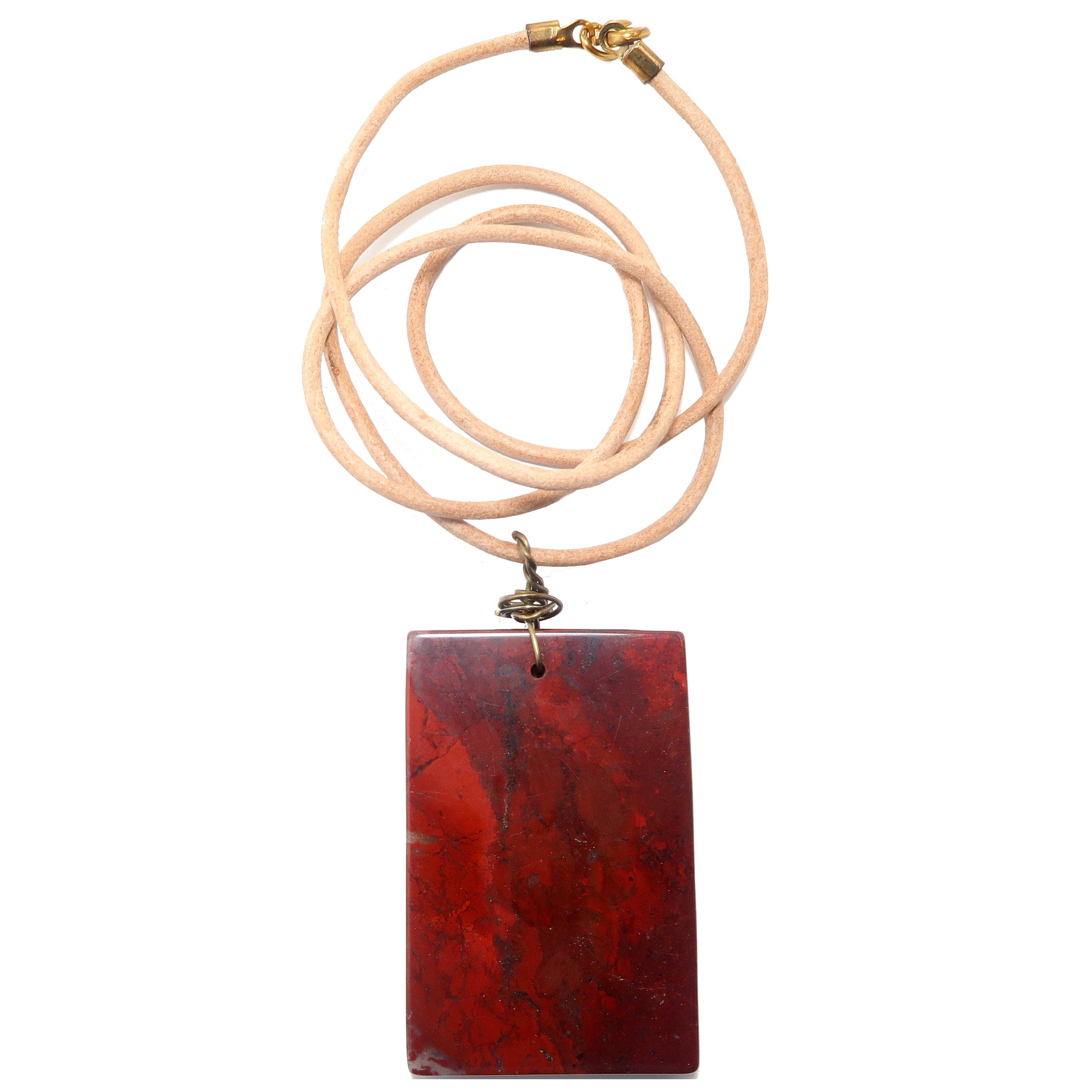 Red Jasper Necklace Door to Desires Stone Leather