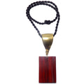 Collier de jaspe rouge, grand, heureux, rectangle, cordon