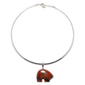 Roter Jaspis Halskette Schutzbär Silber Choker