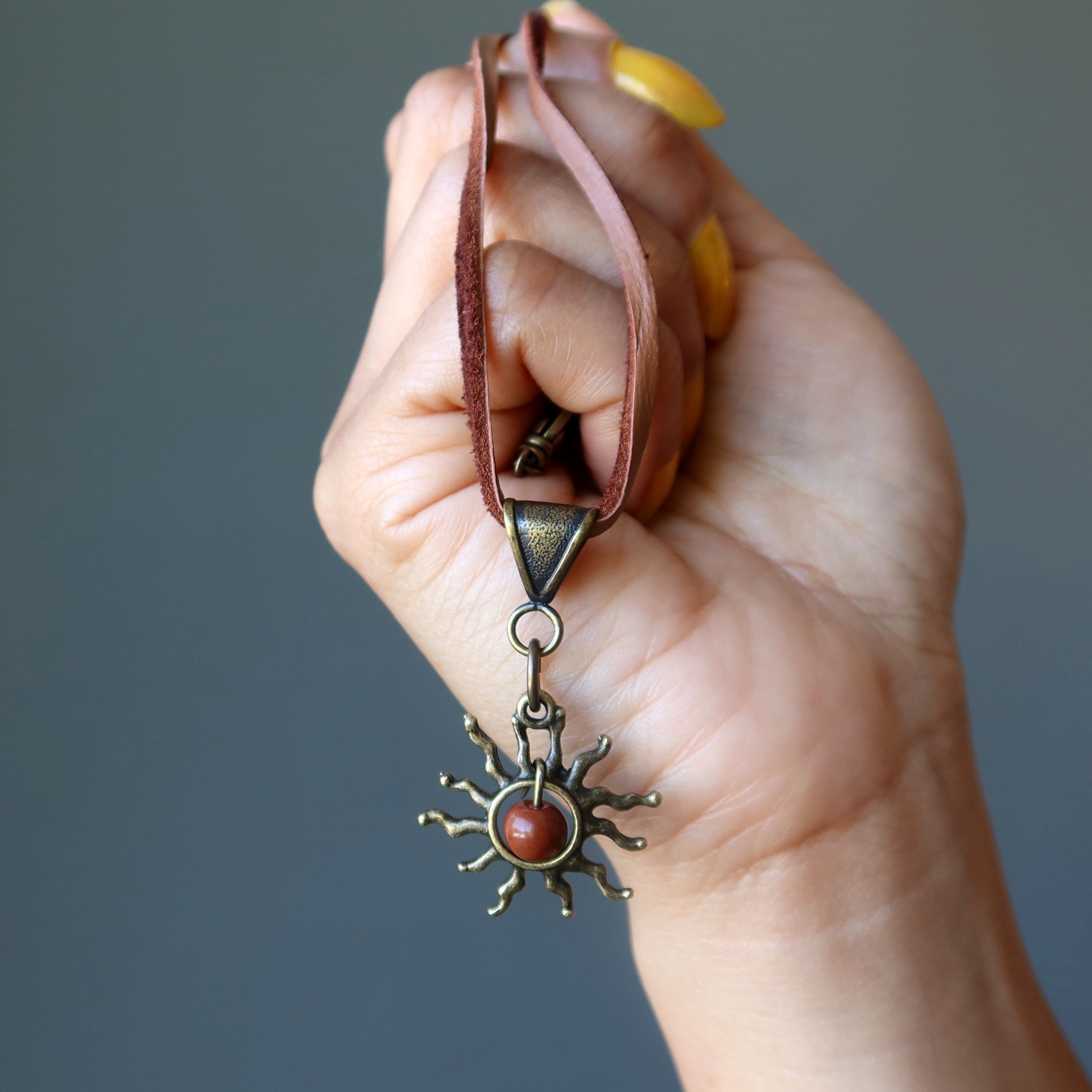 Red Jasper Necklace Flaming Sun Empowerment Gemstone