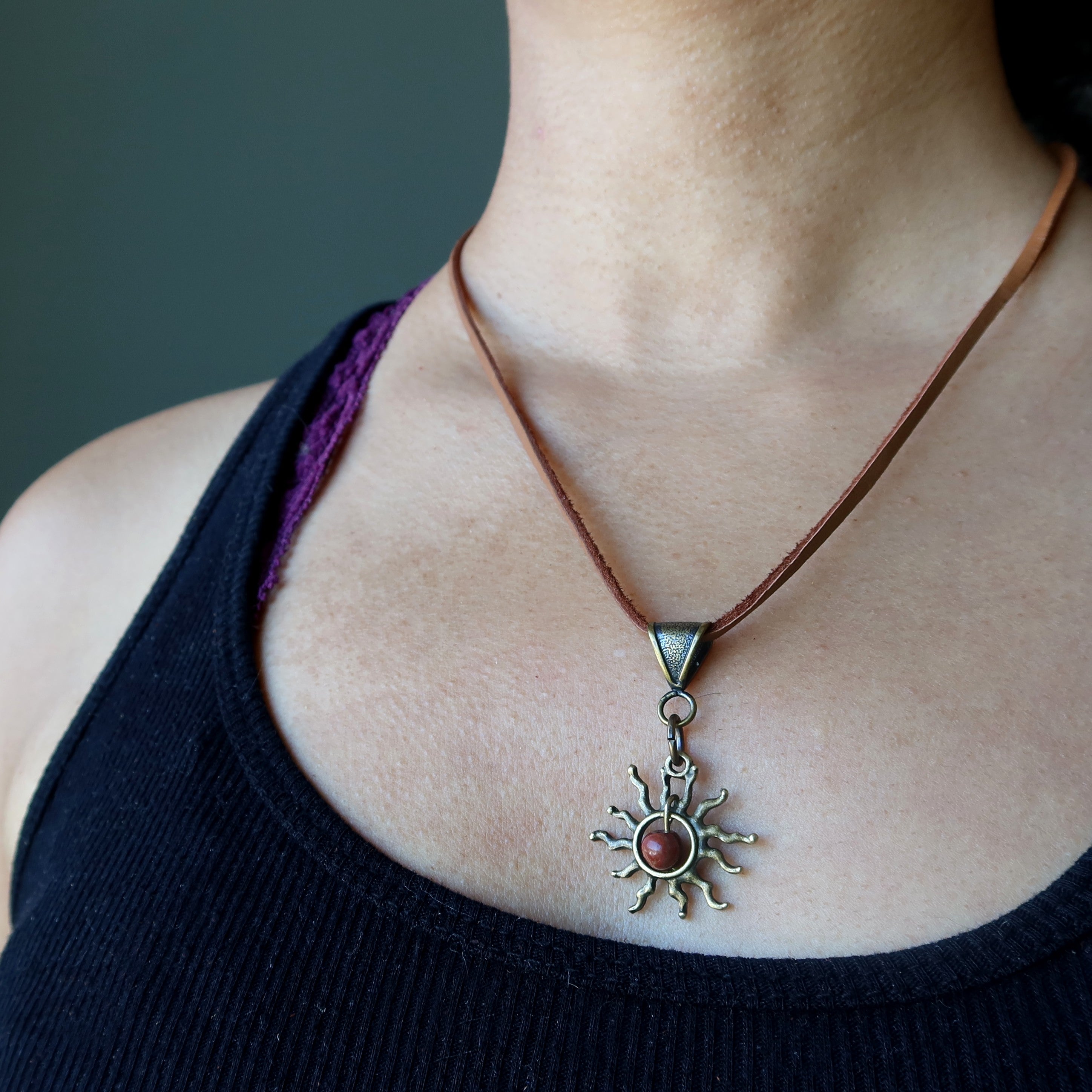 Red Jasper Necklace Flaming Sun Empowerment Gemstone