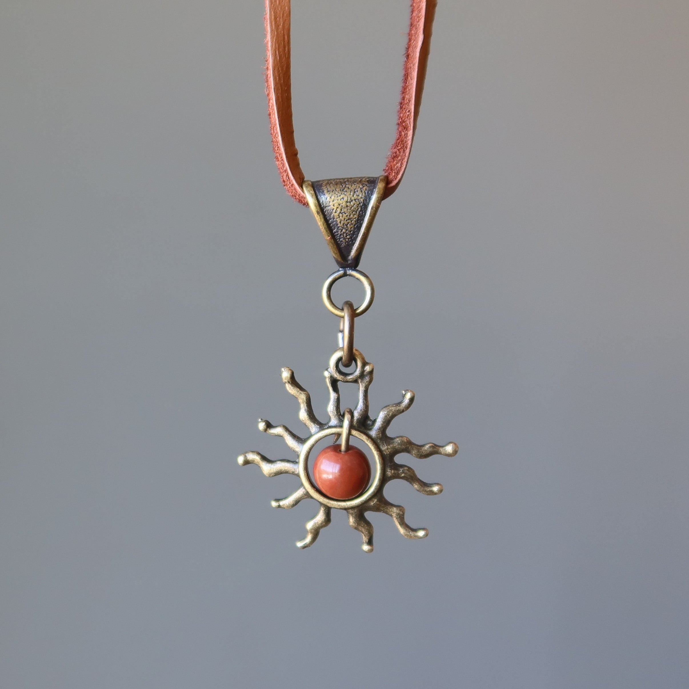 Red Jasper Necklace Flaming Sun Empowerment Gemstone