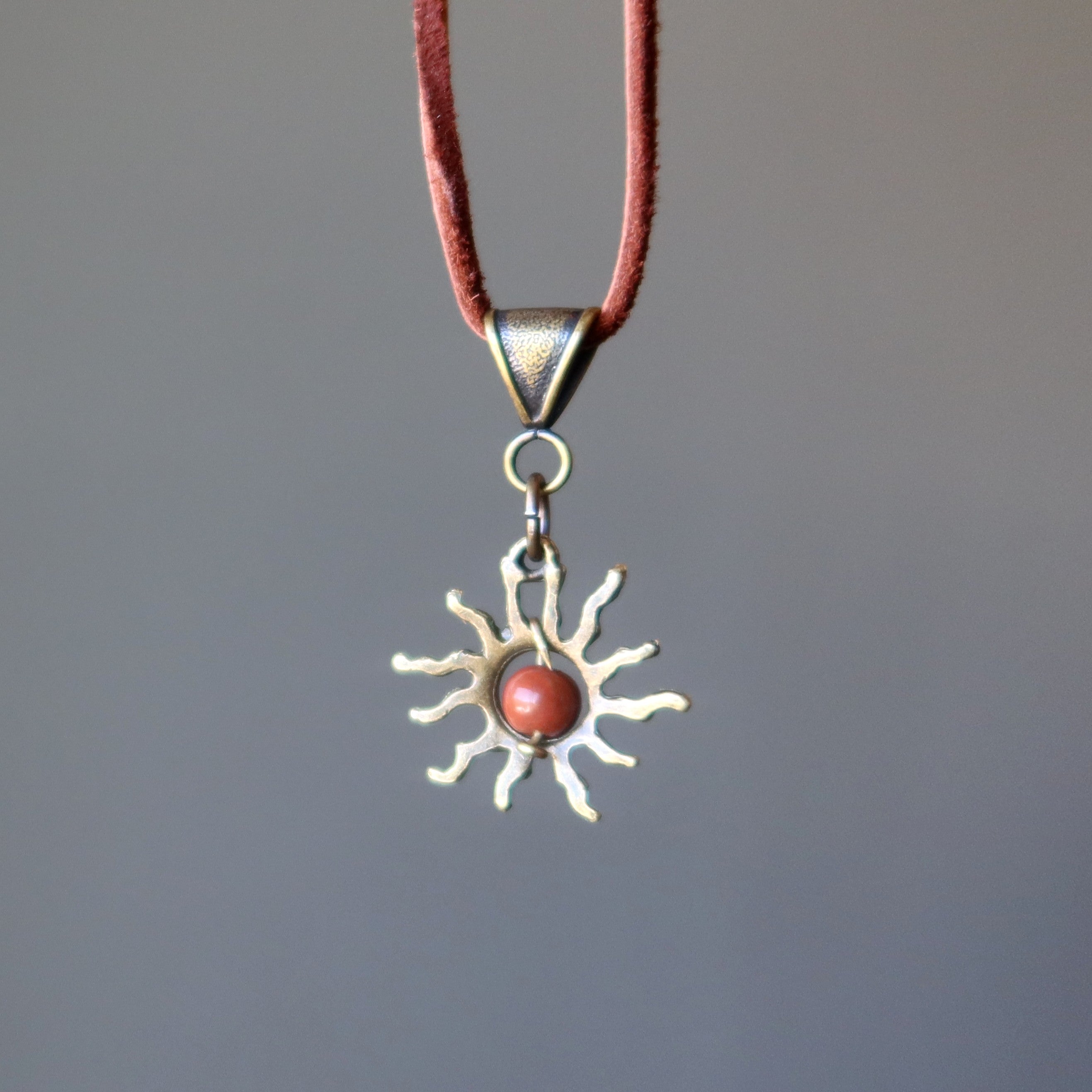 Red Jasper Necklace Flaming Sun Empowerment Gemstone