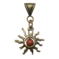 Red Jasper Pendant Flaming Sun Gem Brass