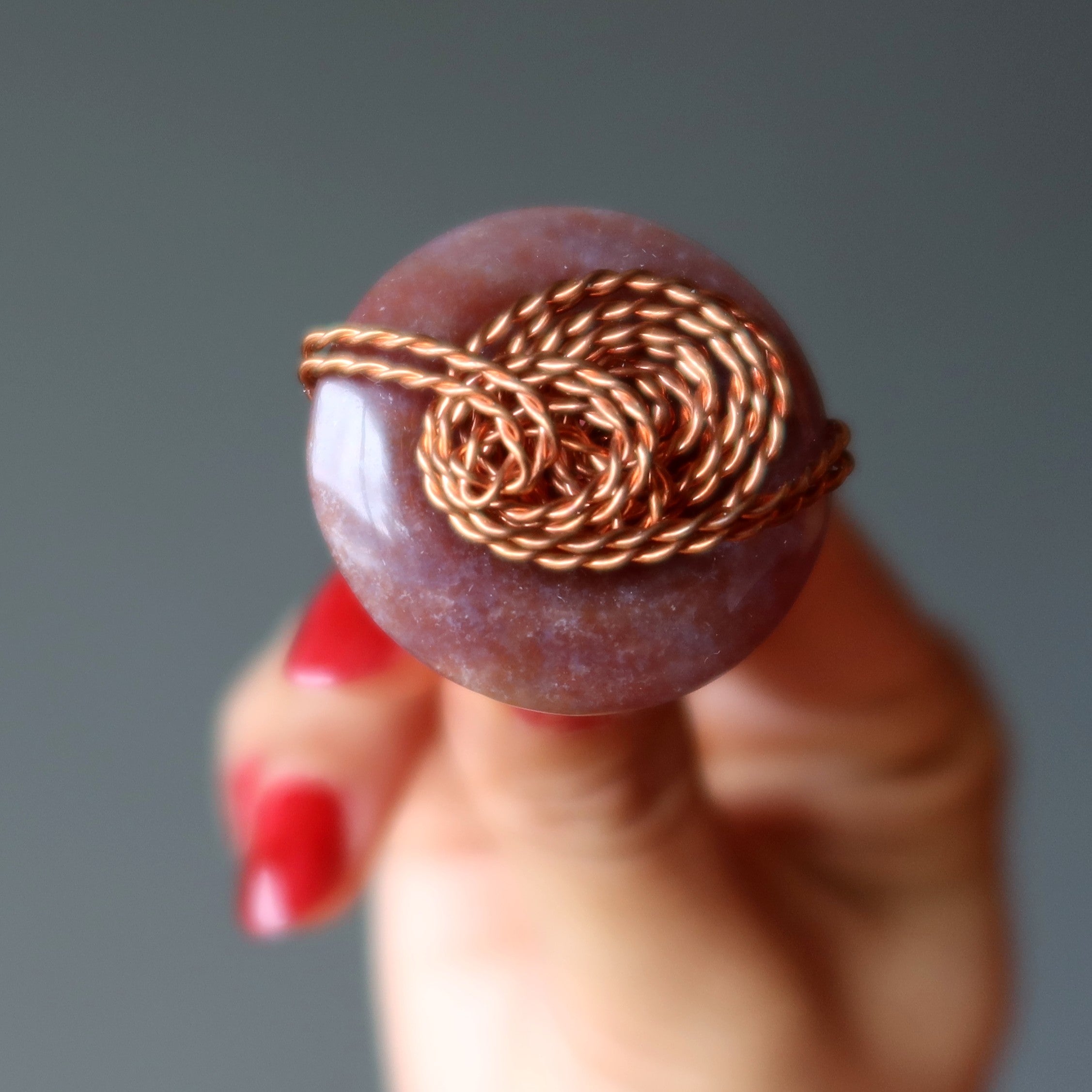 Roter Jaspis Ring Steampunk-Twist Kupfer Größe 7,5
