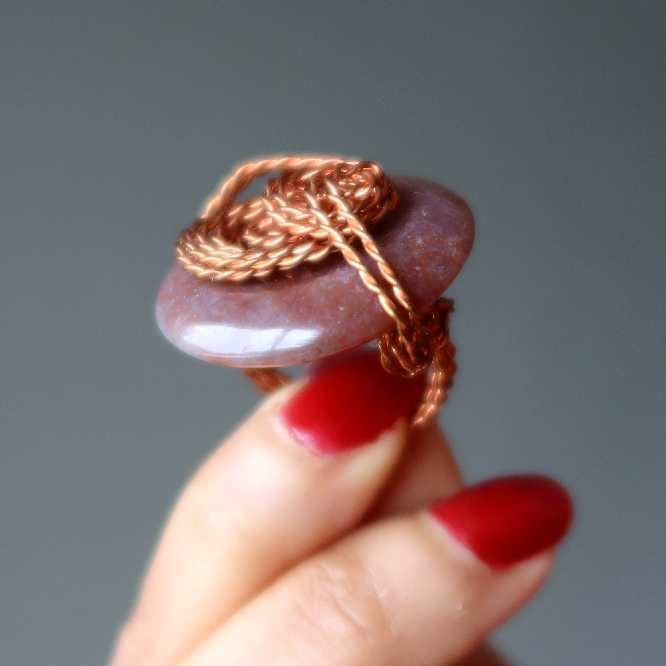 Roter Jaspis Ring Steampunk-Twist Kupfer Größe 7,5