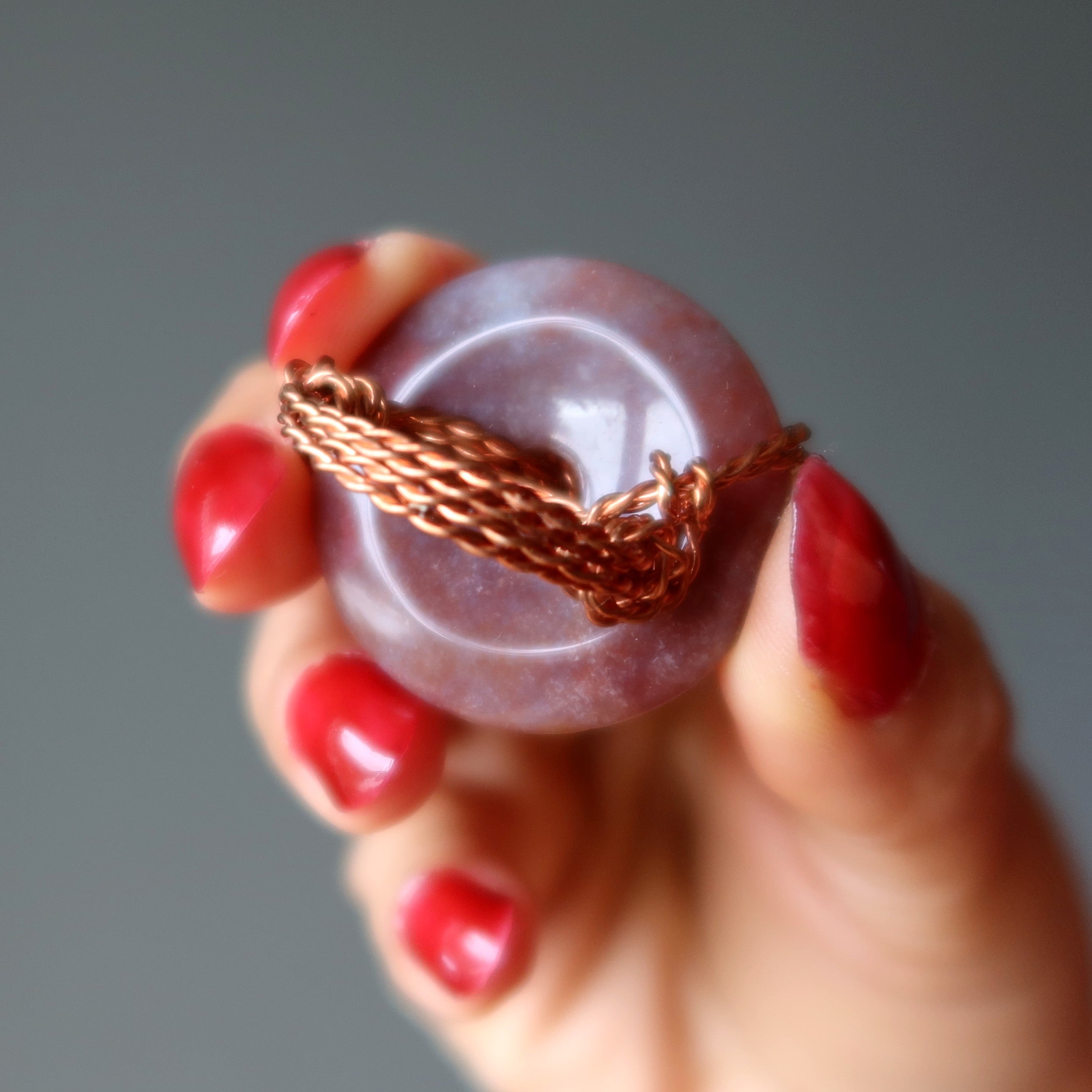 Roter Jaspis Ring Steampunk-Twist Kupfer Größe 7,5