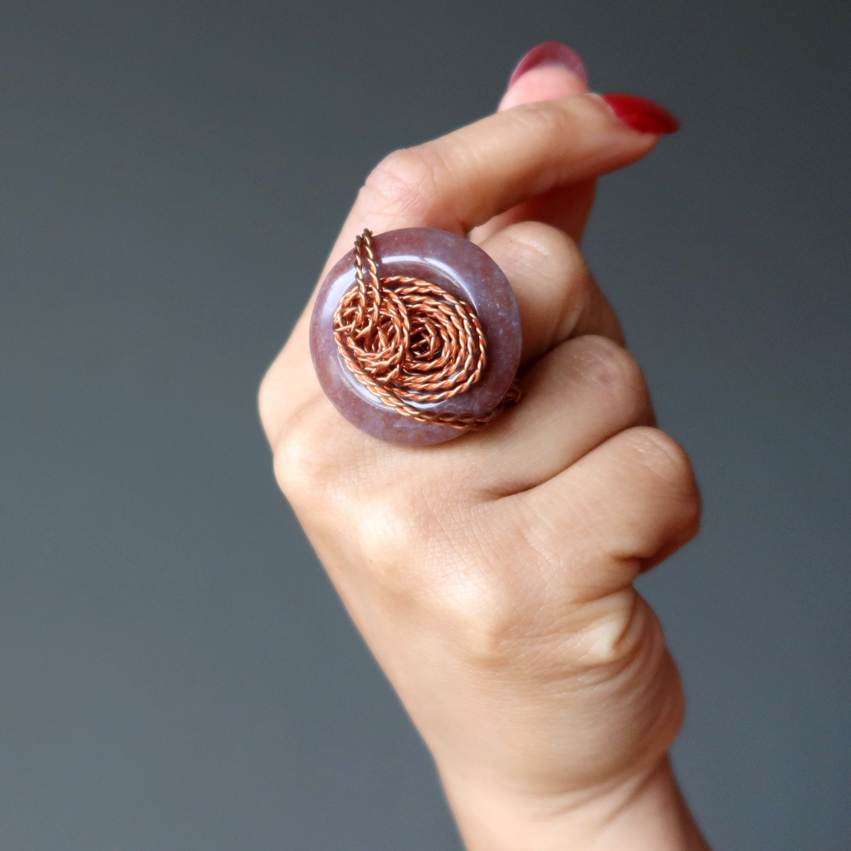 Roter Jaspis Ring Steampunk-Twist Kupfer Größe 7,5