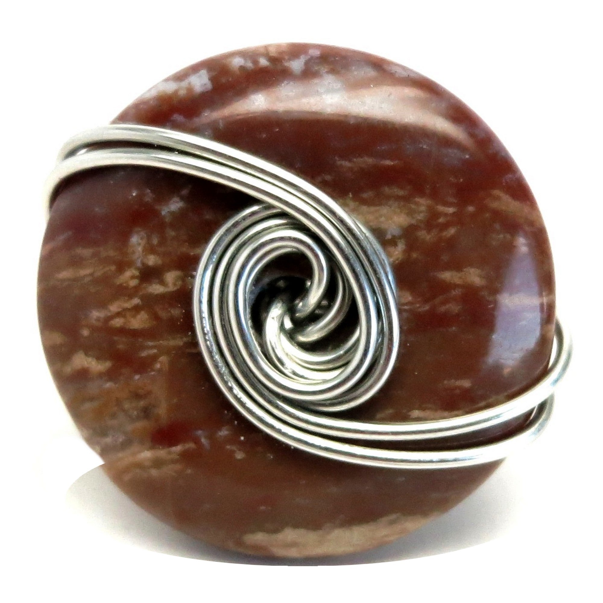 Red Jasper Ring Martian Sky Stone Silver Wrap Size 6.25