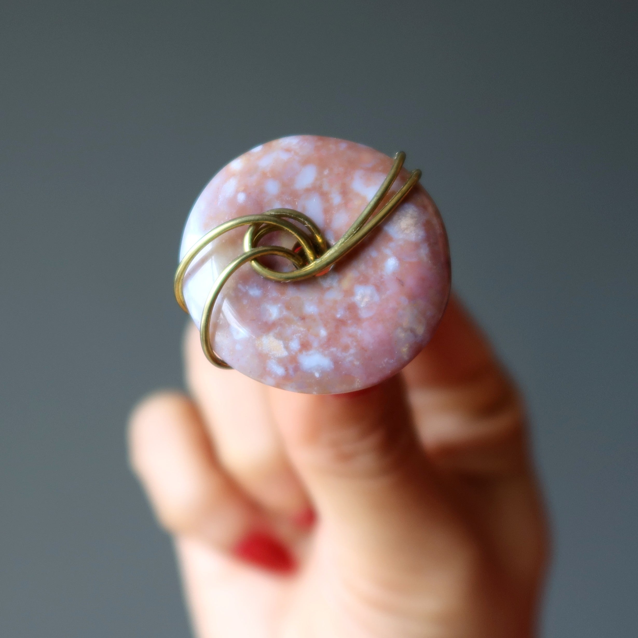 Red Jasper Ring Rounded Grounded Gold Size 6.0