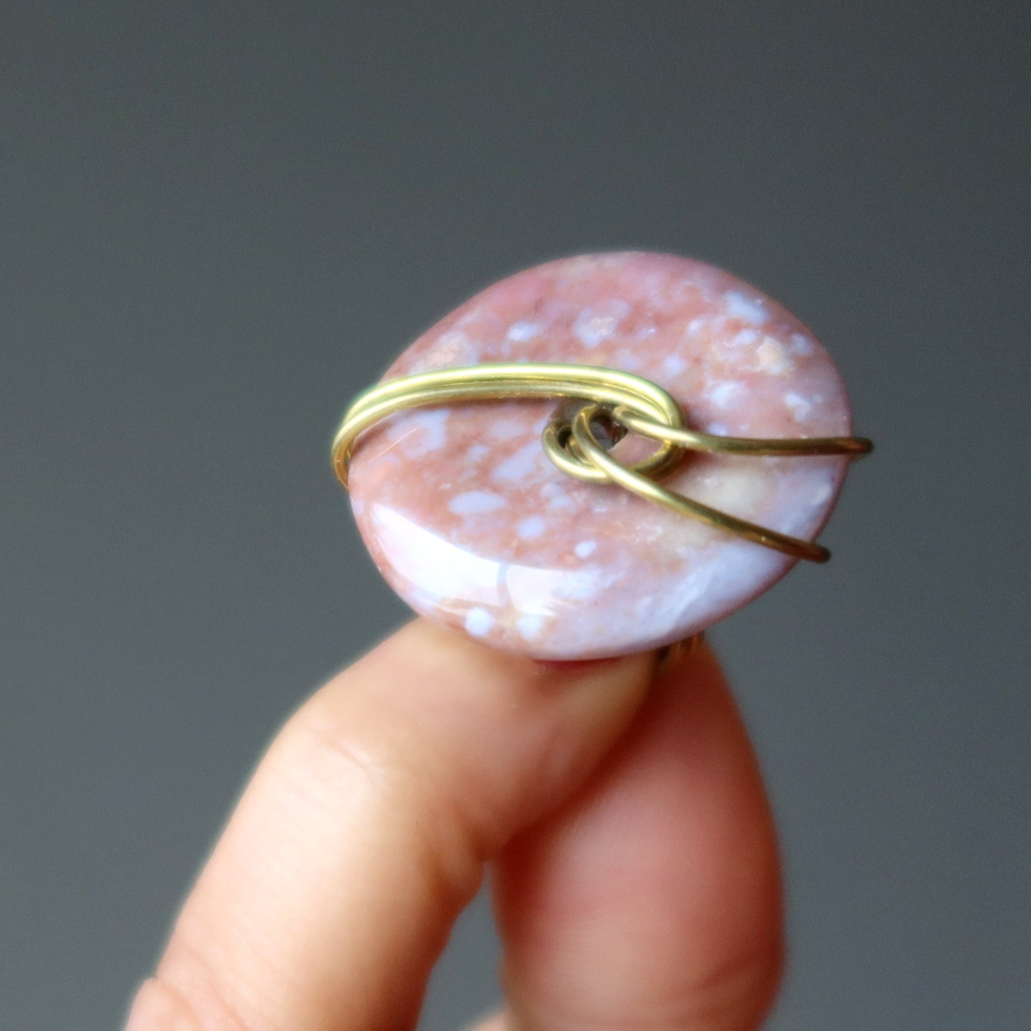 Red Jasper Ring Rounded Grounded Gold Size 6.0