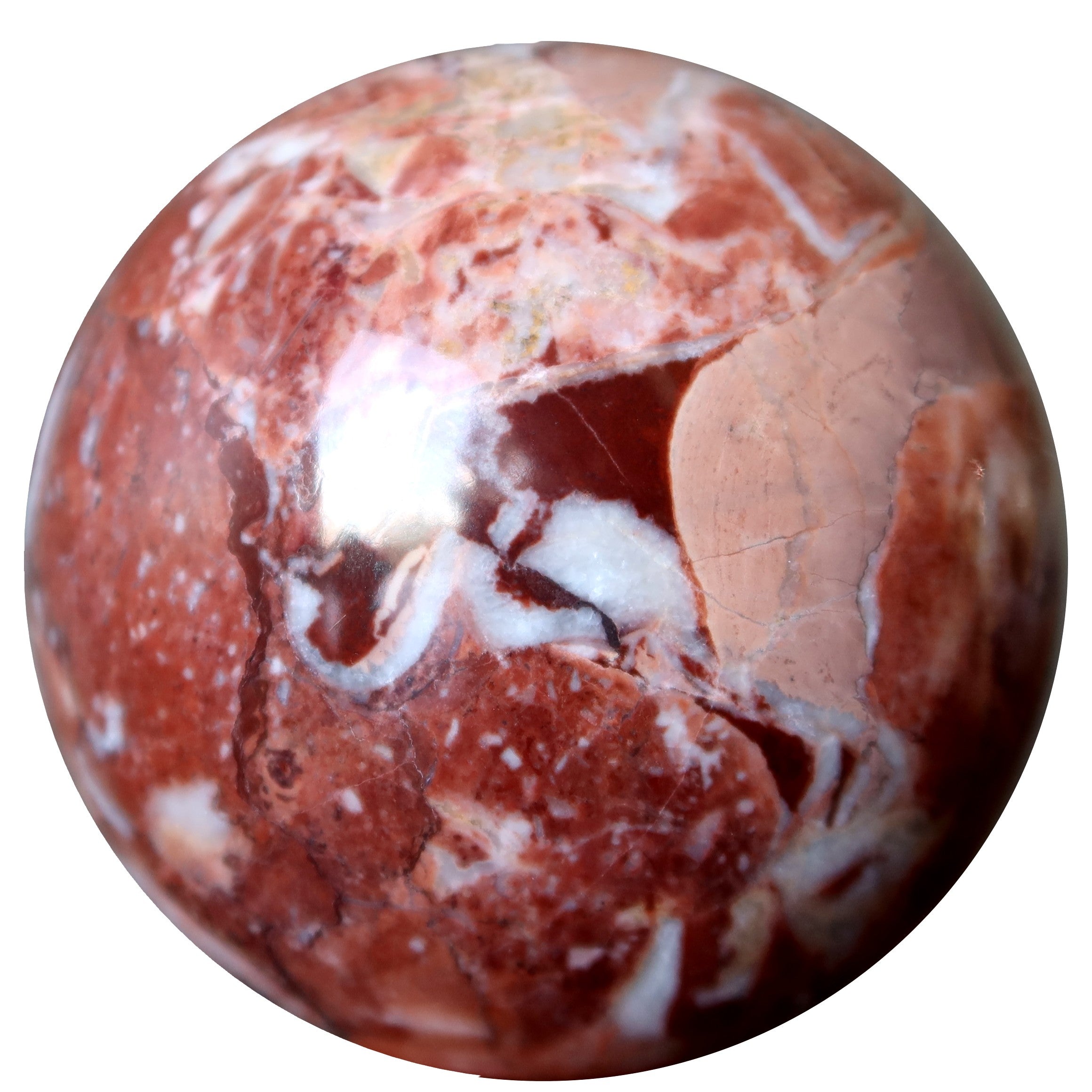 Sphère de jaspe rouge Mosaïque de photos Boule de cristal
