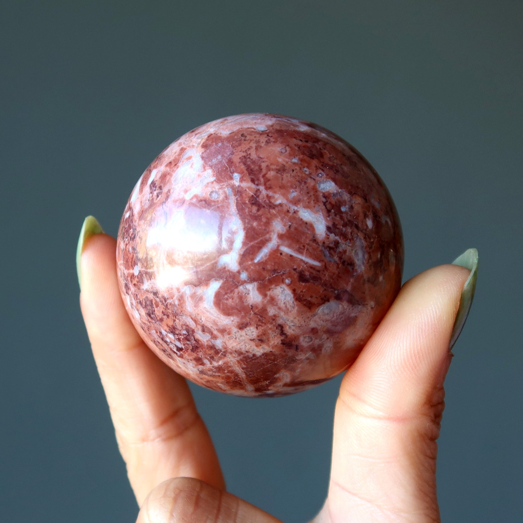 Sphère de jaspe rouge Mosaïque de photos Boule de cristal