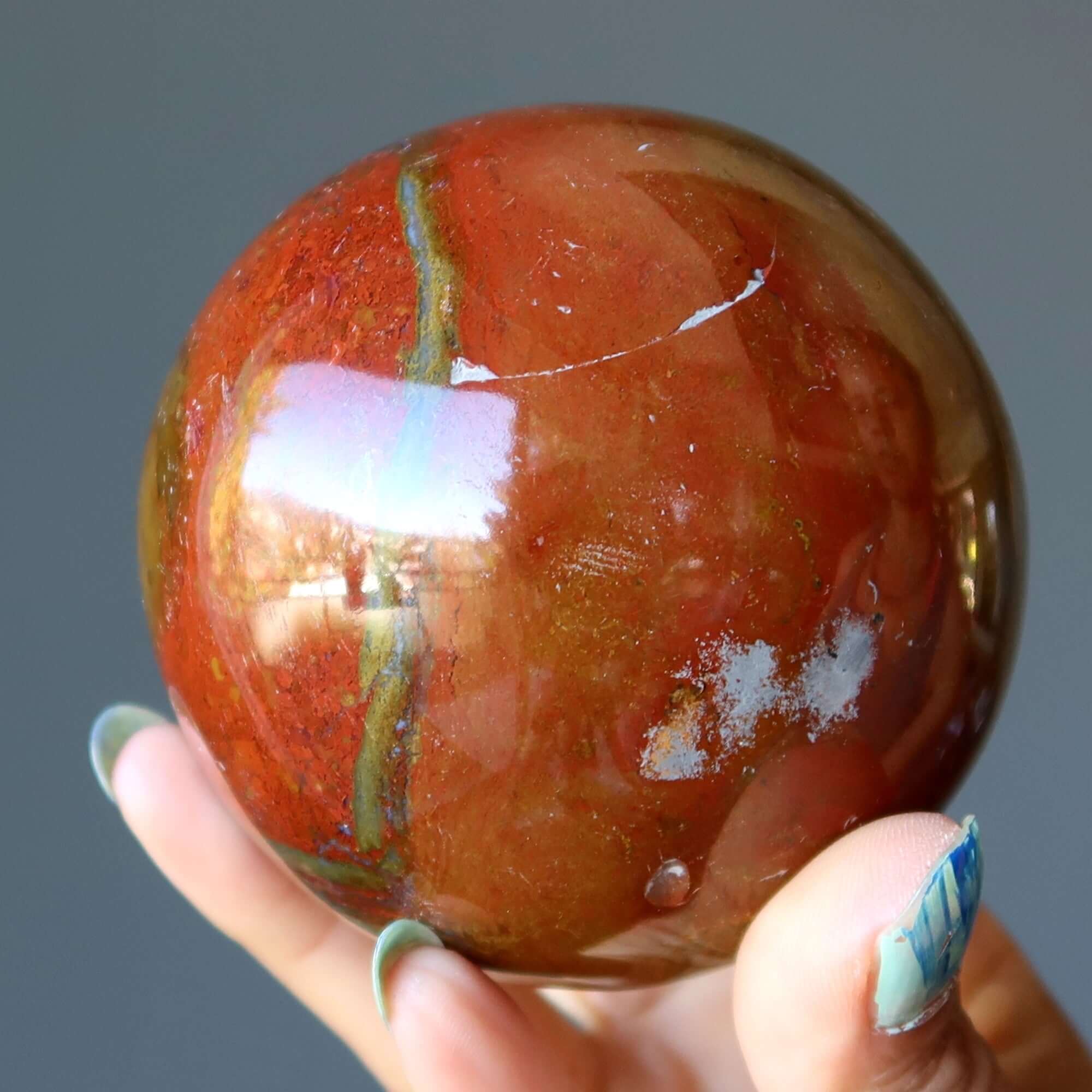 Red Jasper Sphere Get Grounded Yellow Crystal Ball