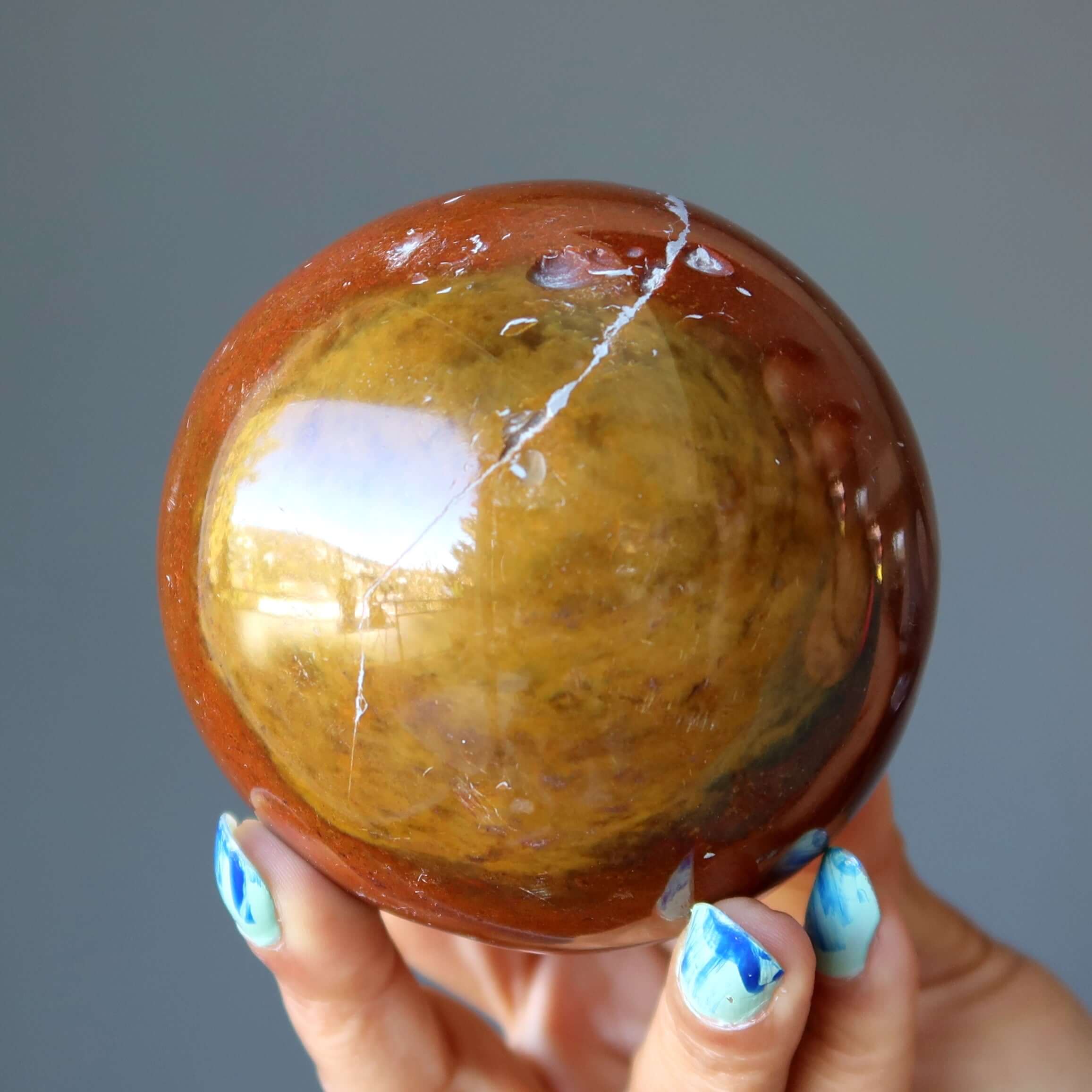 Red Jasper Sphere Get Grounded Yellow Crystal Ball