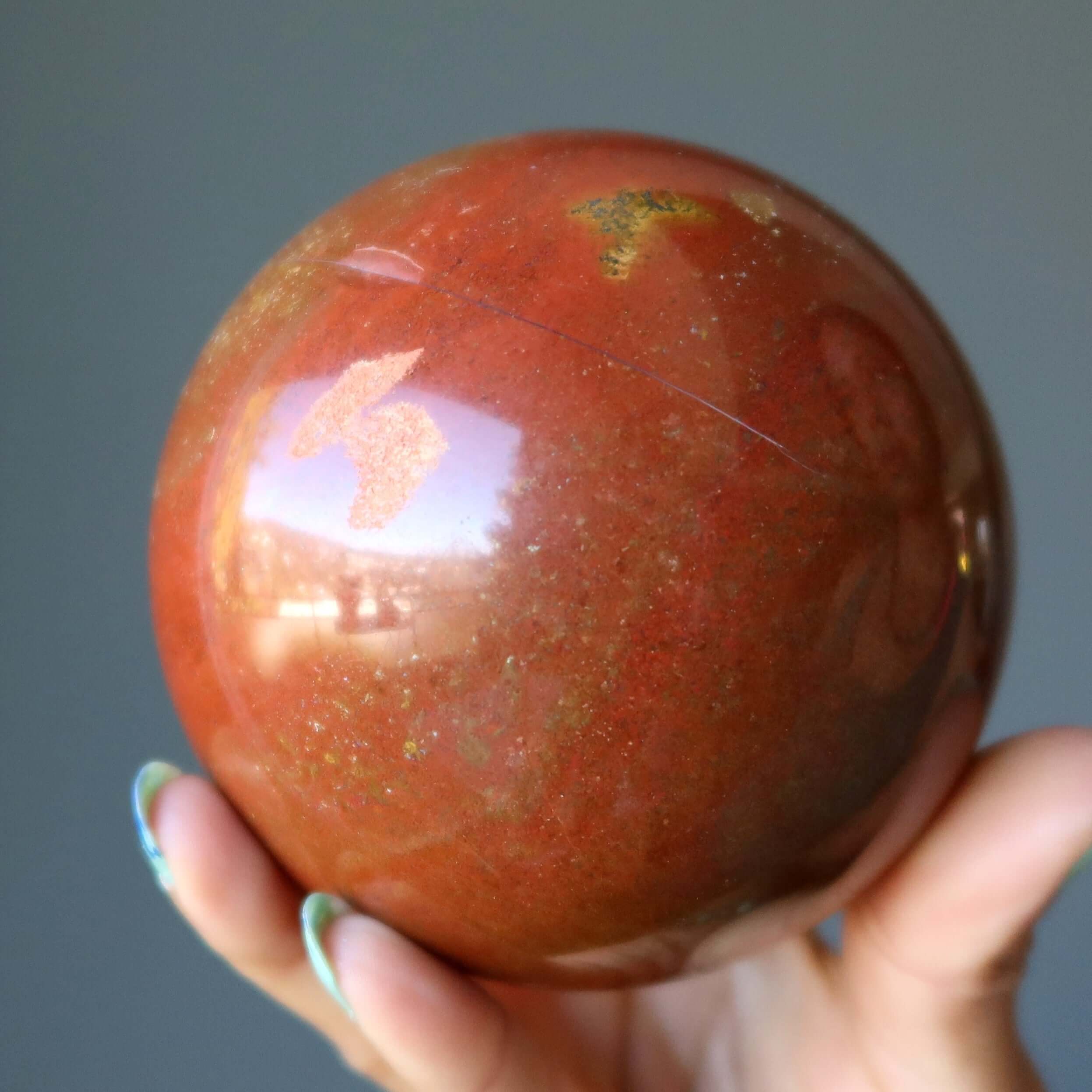 Red Jasper Sphere Get Grounded Yellow Crystal Ball