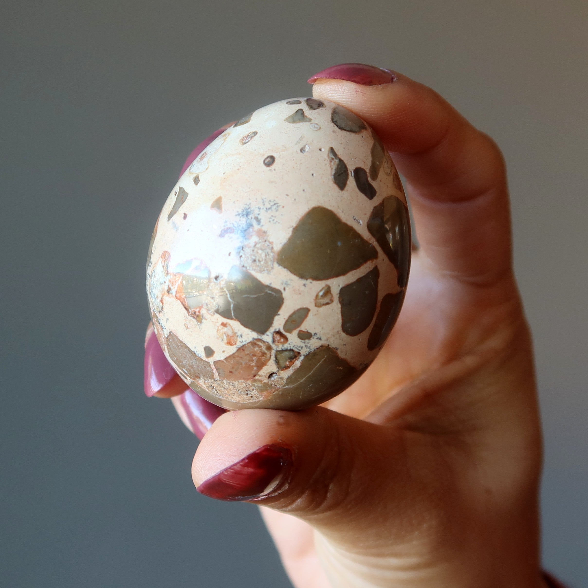 Œuf de léopardite marron Safari Jasper, cristal de la sagesse de la Terre sauvage