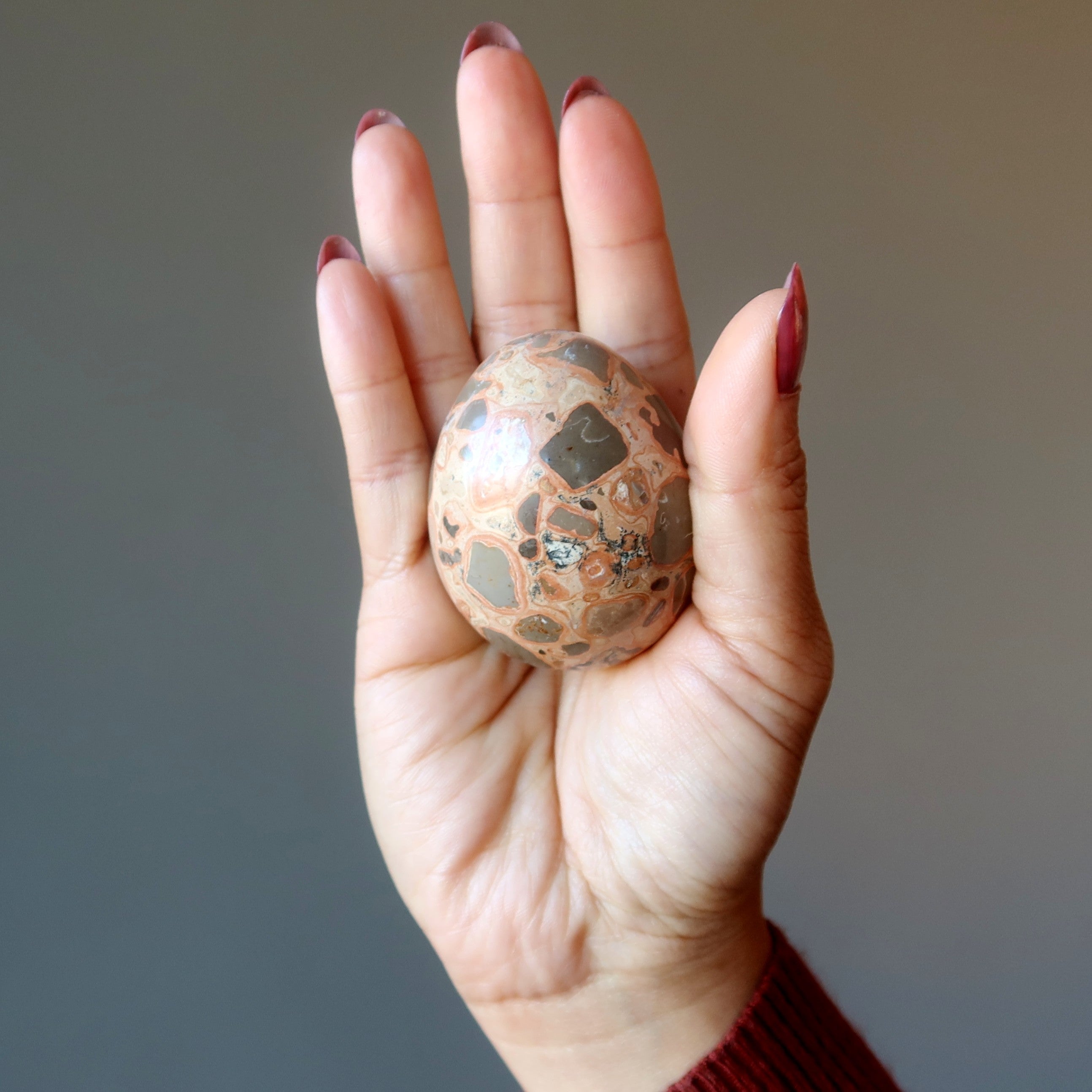Œuf de léopardite marron Safari Jasper, cristal de la sagesse de la Terre sauvage