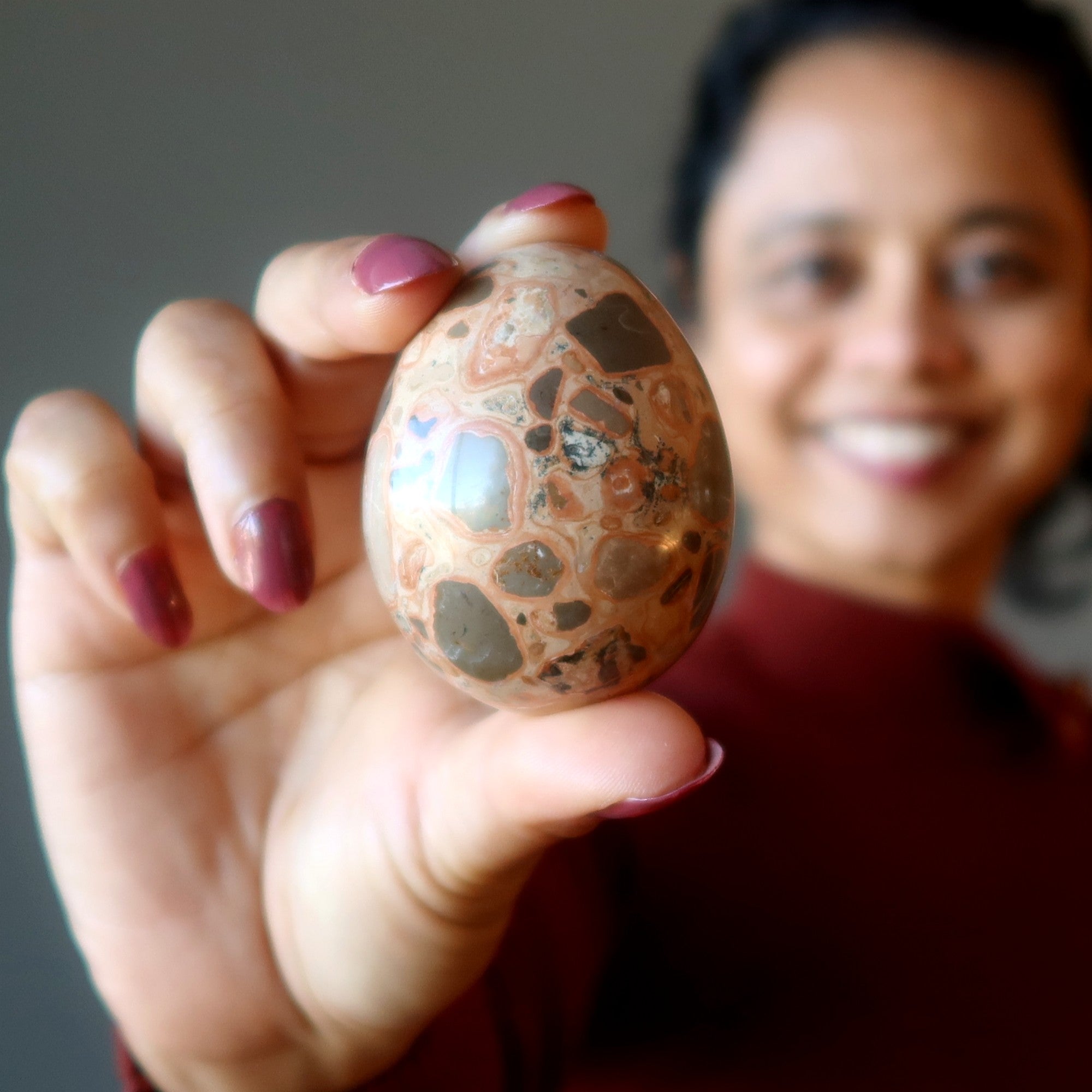 Œuf de léopardite marron Safari Jasper, cristal de la sagesse de la Terre sauvage