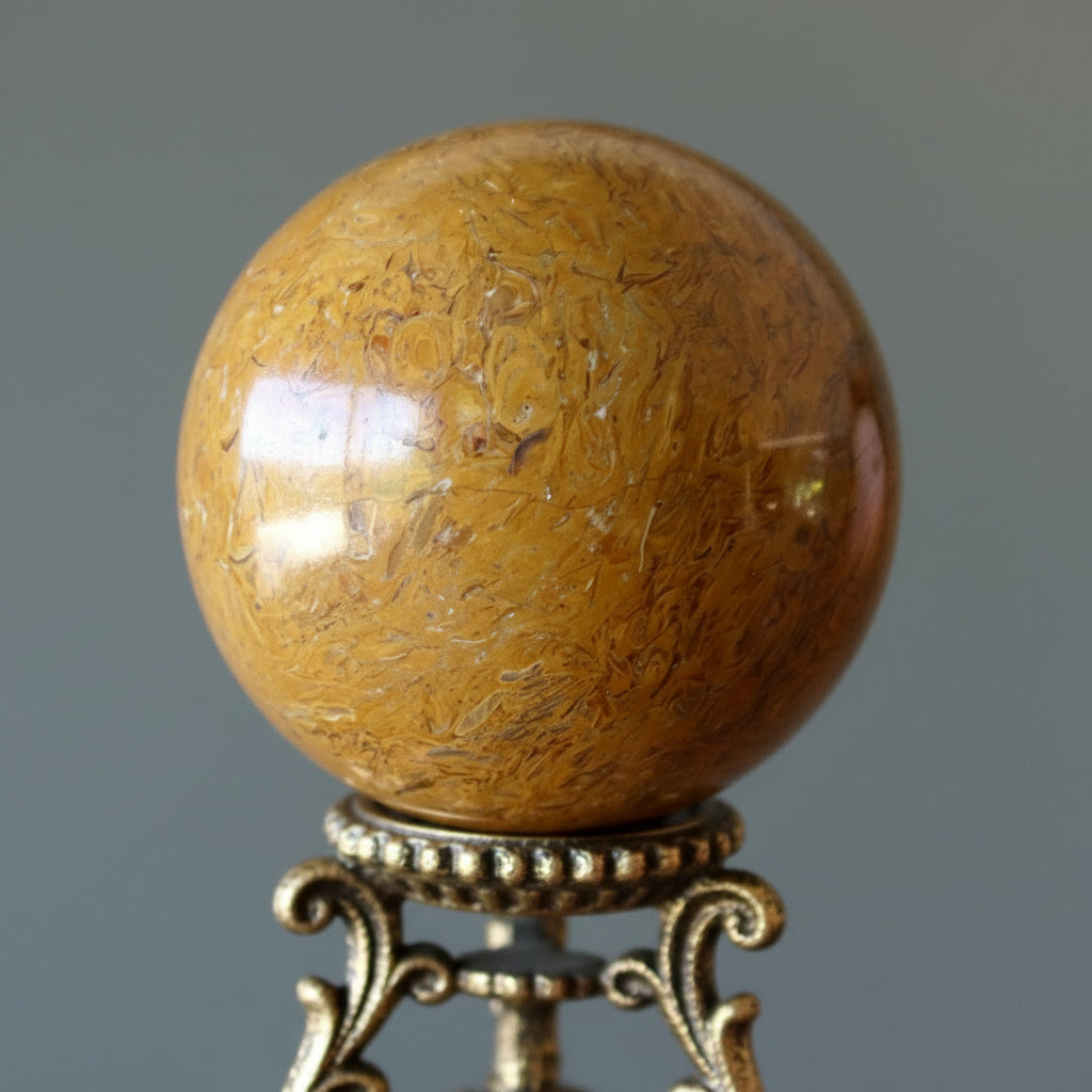 Calligraphy Jasper Sphere Miriam Script Stone Crystal Ball