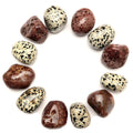 Ensemble de pierres roulées en jaspe dalmatien et léopard
