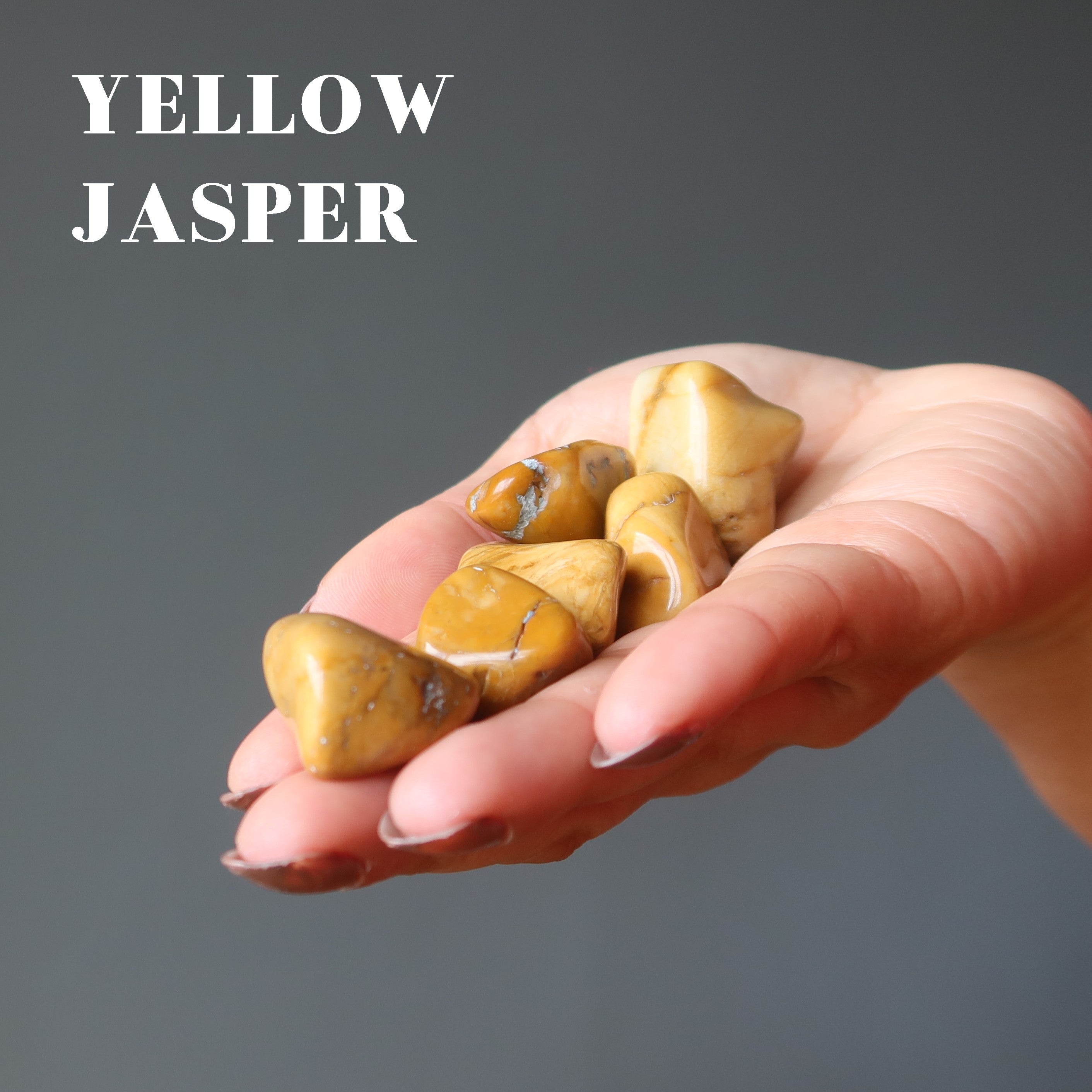 Jaspis Trommelstein-Set Dalmatiner Gelb Rot Medley