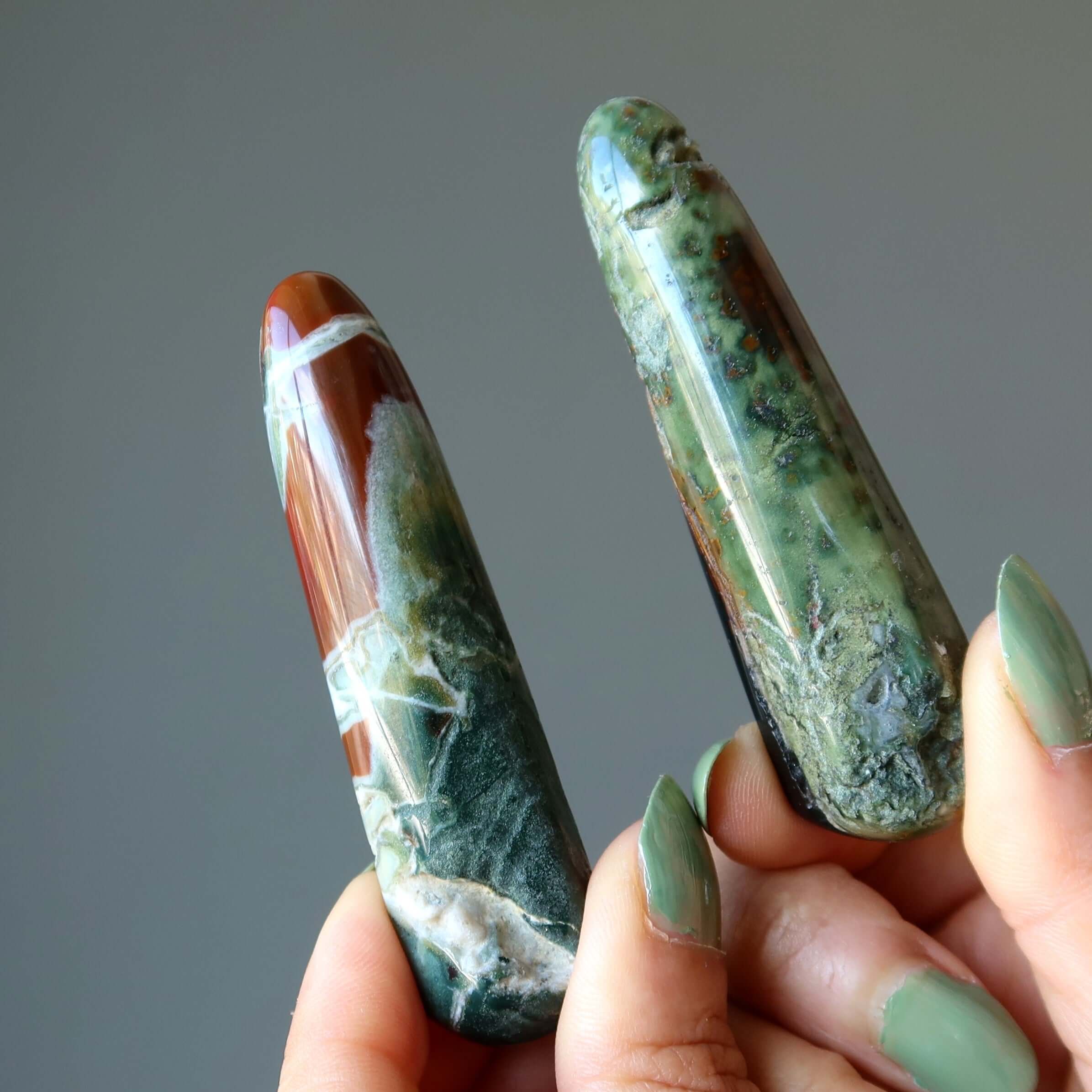Jasper jasper massage wand set with polished earth energy stone wands for crystal healing and stress relief