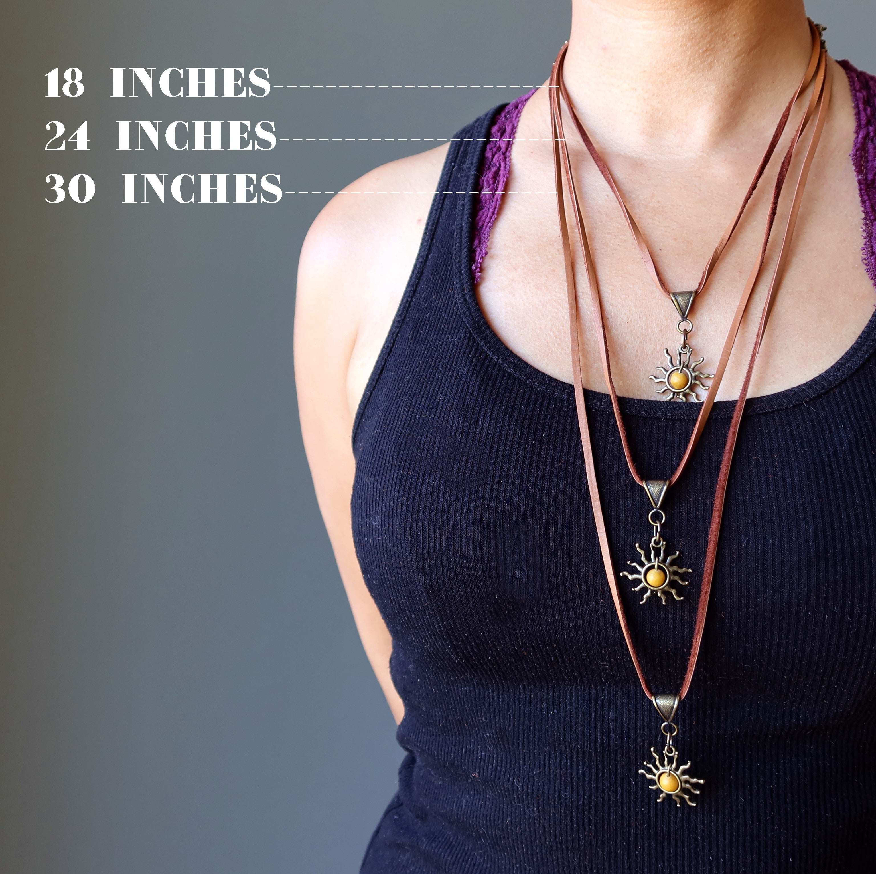 Yellow Jasper Necklace Blazing Sun on Leather Cord