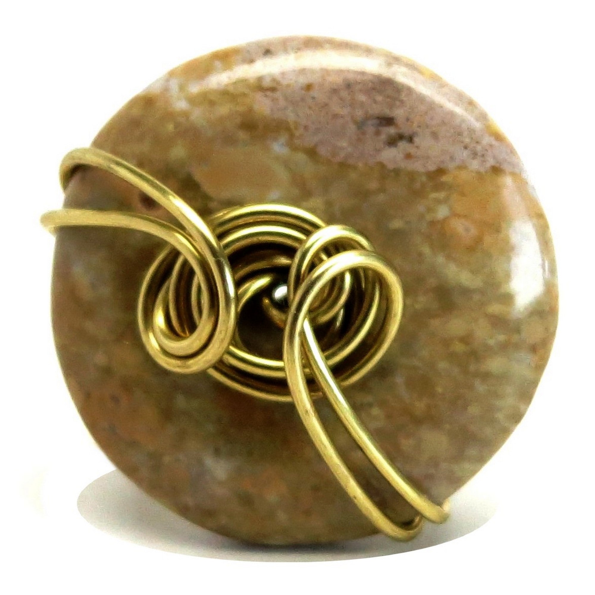 Yellow Jasper Ring Quick Sand Hand Gold Wire Size 7.25