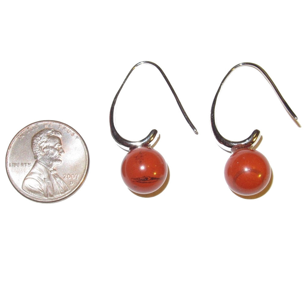 Boucles d'oreilles Jasper Pierre Rouge Vif Élégant Style Argent Pierres Précieuses
