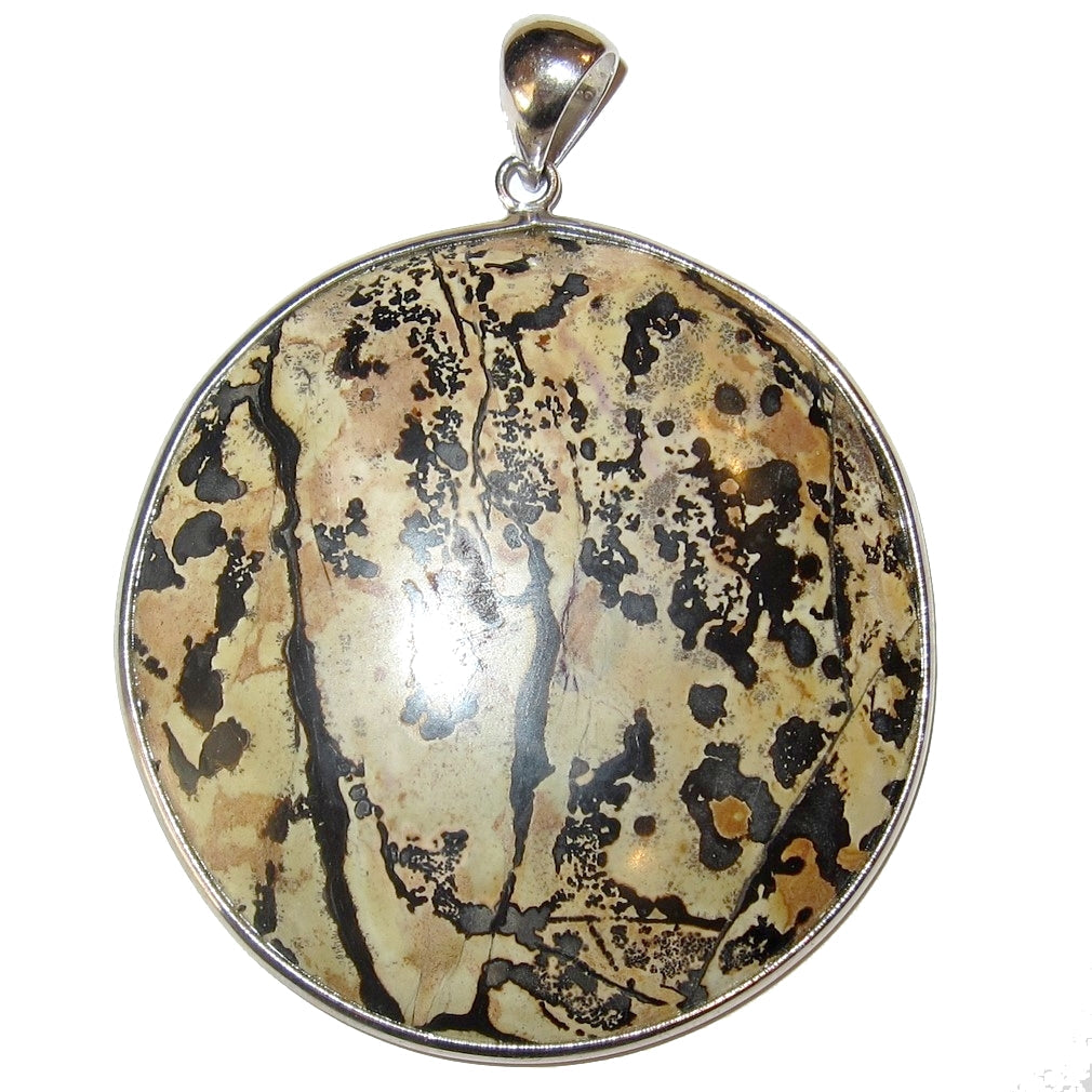 Dendritic Jasper Pendant Nature's Landscape Medallion Silver