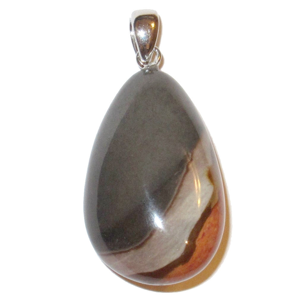 Pendentif Jaspe Polychrome Rouge Gris Ancrage Goutte