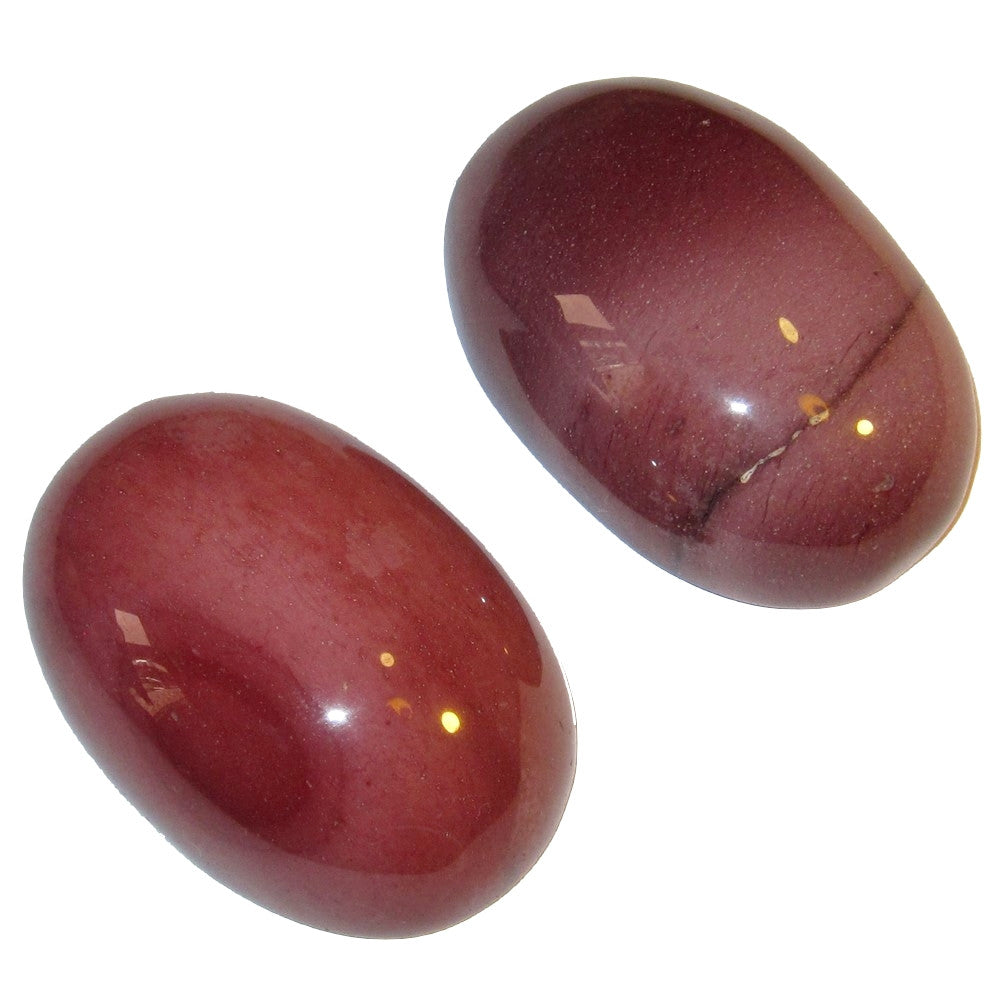 Mookaite Jasper Polished Stone Pair of Pink Red Oval Dome Crystals