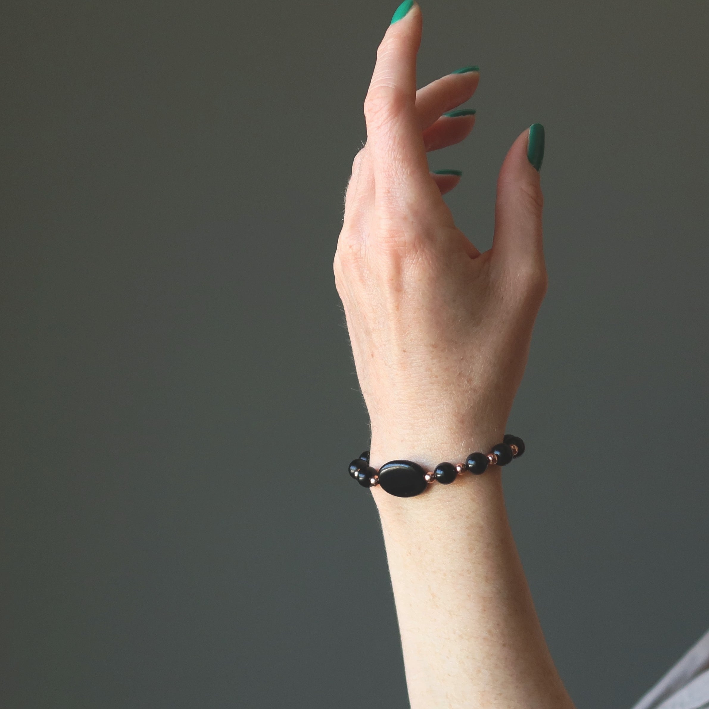 Bracelet de jais noir Azabache Protection déflecteur Cuivre