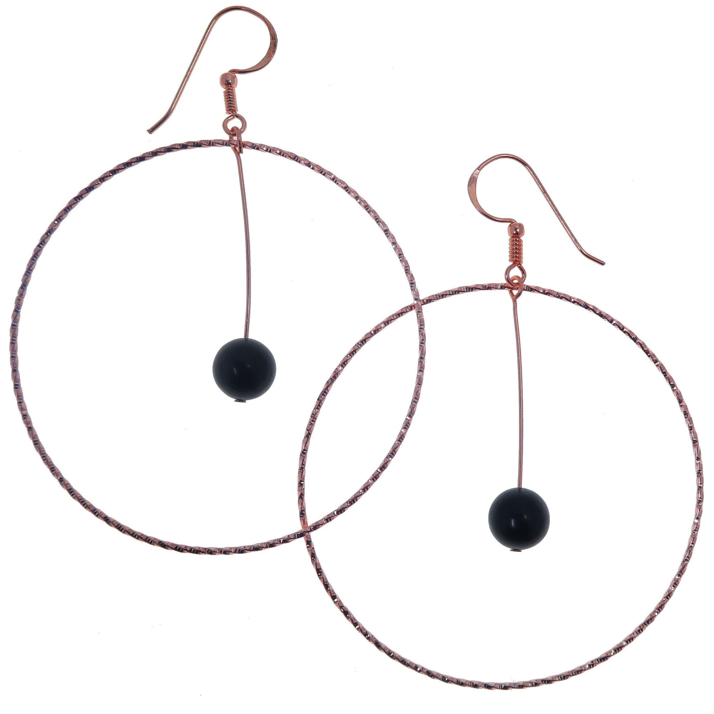 Jet Earrings Circle of Confidence Hoop Protection Copper