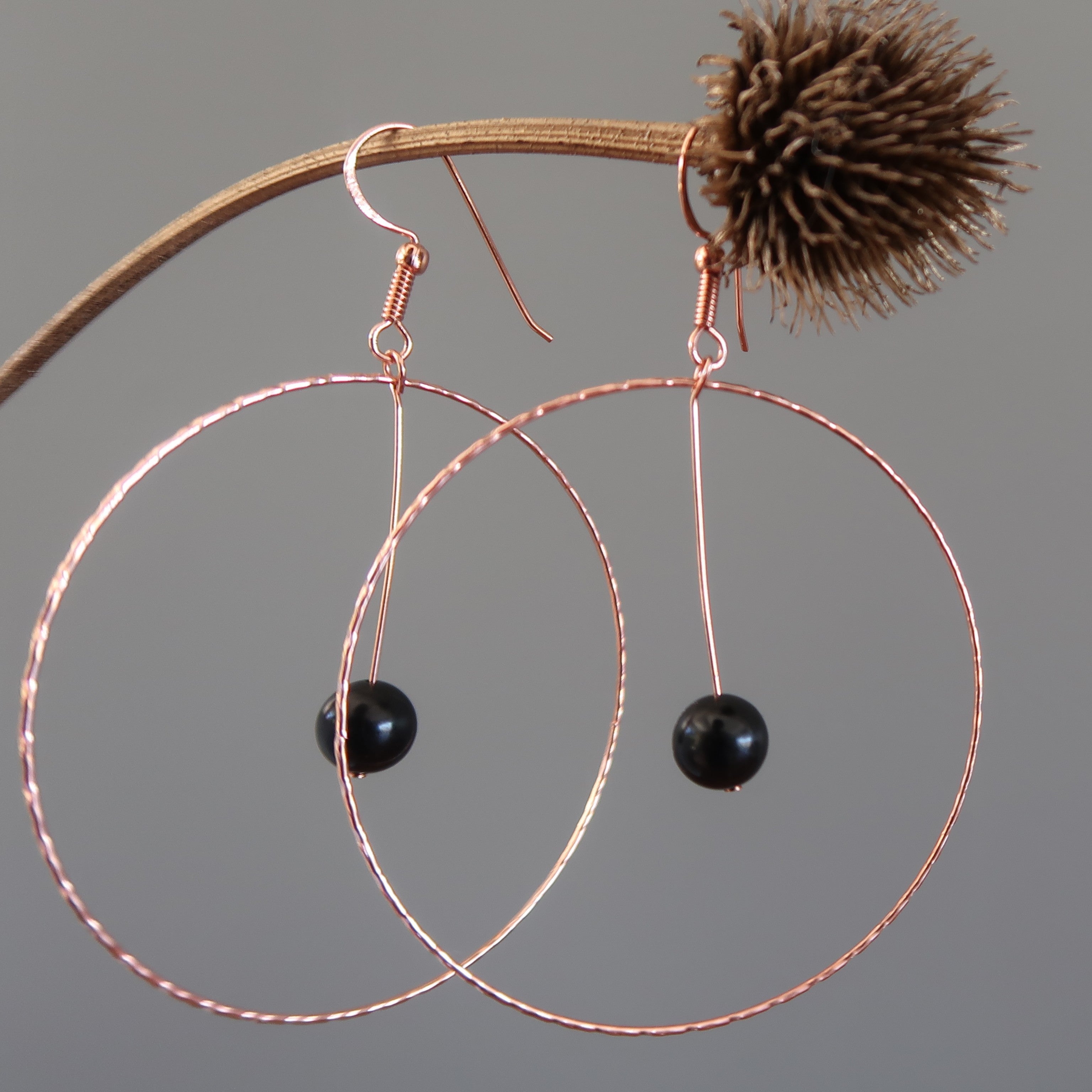 Jet Earrings Circle of Confidence Hoop Protection Copper