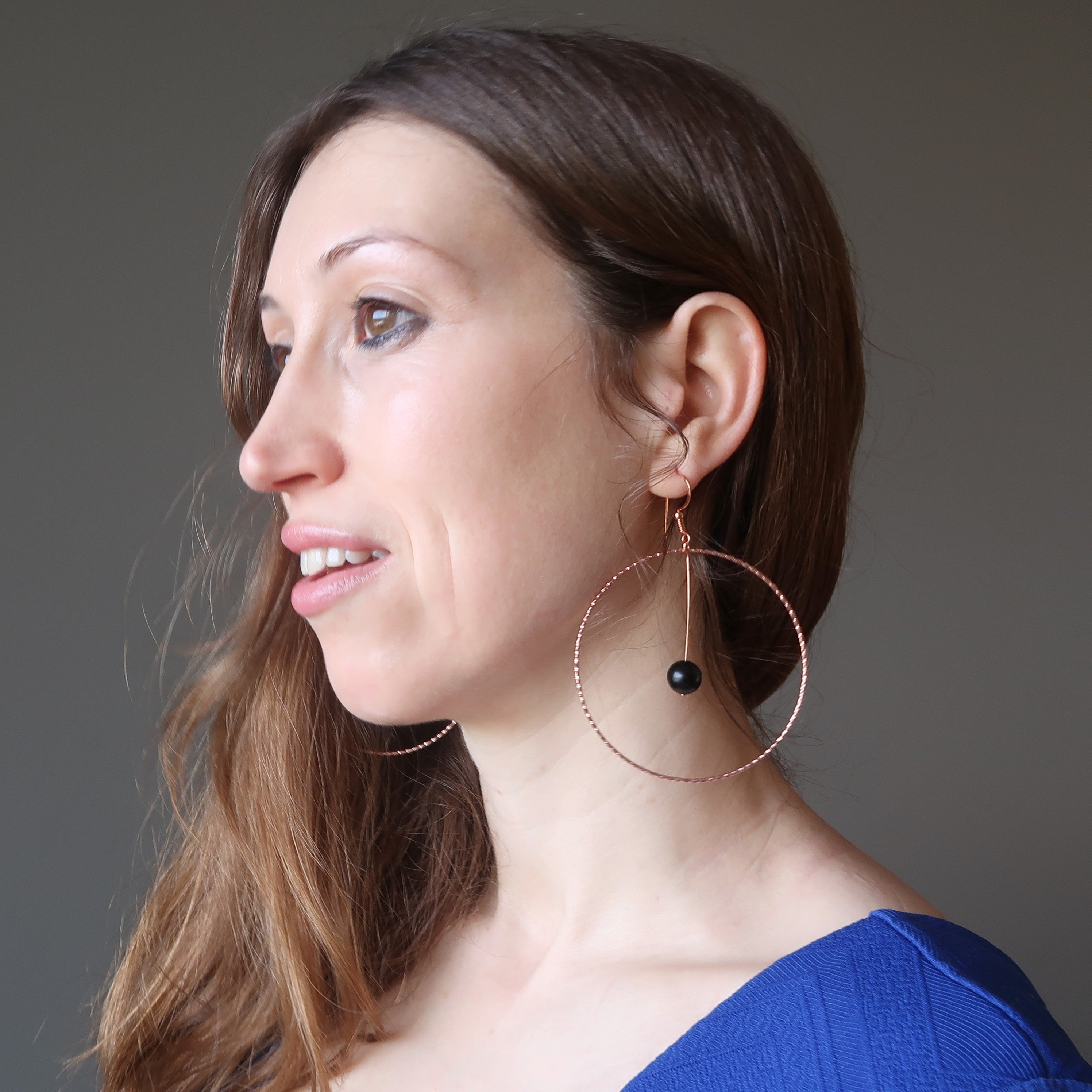 Jet Earrings Circle of Confidence Hoop Protection Copper