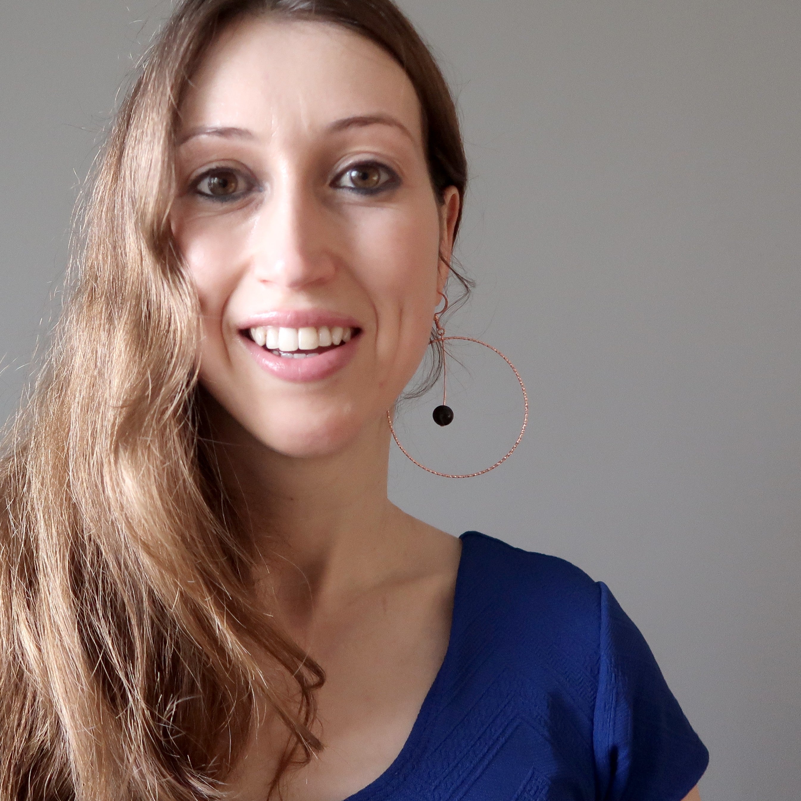 Jet Earrings Circle of Confidence Hoop Protection Copper