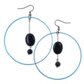 Jet Earrings Cool in Blue Protection Gemstone Hoops