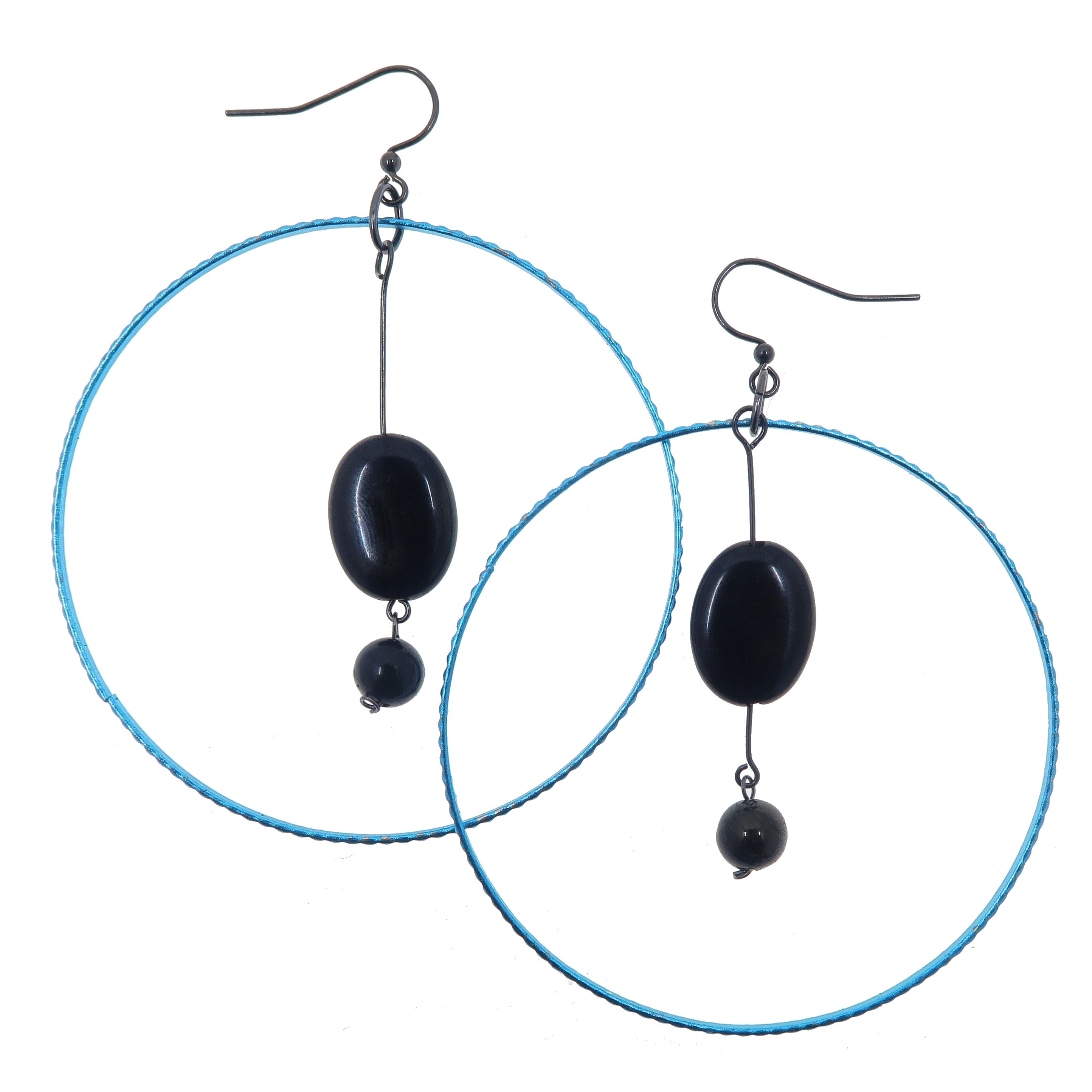 Jet Earrings Cool in Blue Protection Gemstone Hoops