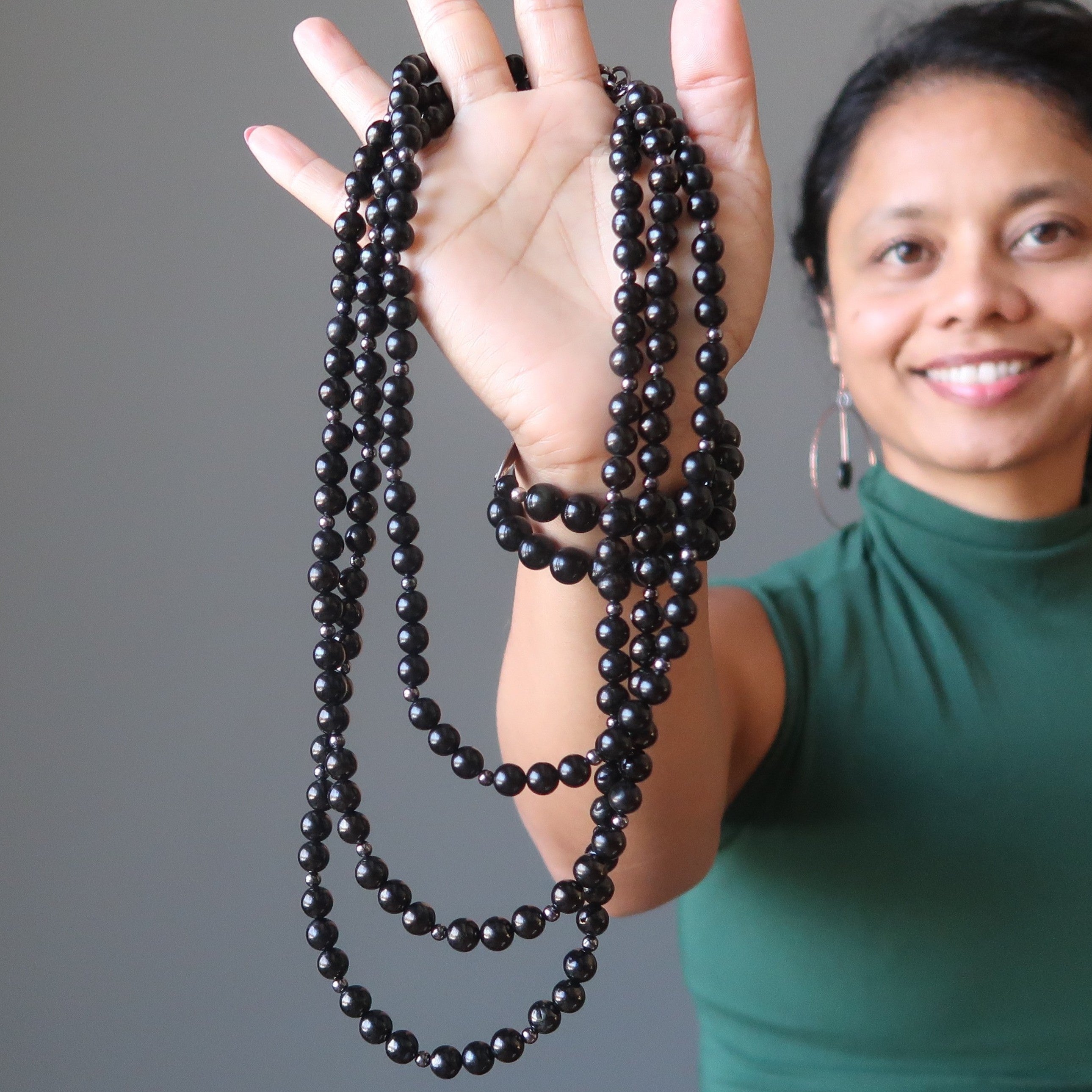 Jet Necklace Black Protection Warrior Azabache Stones