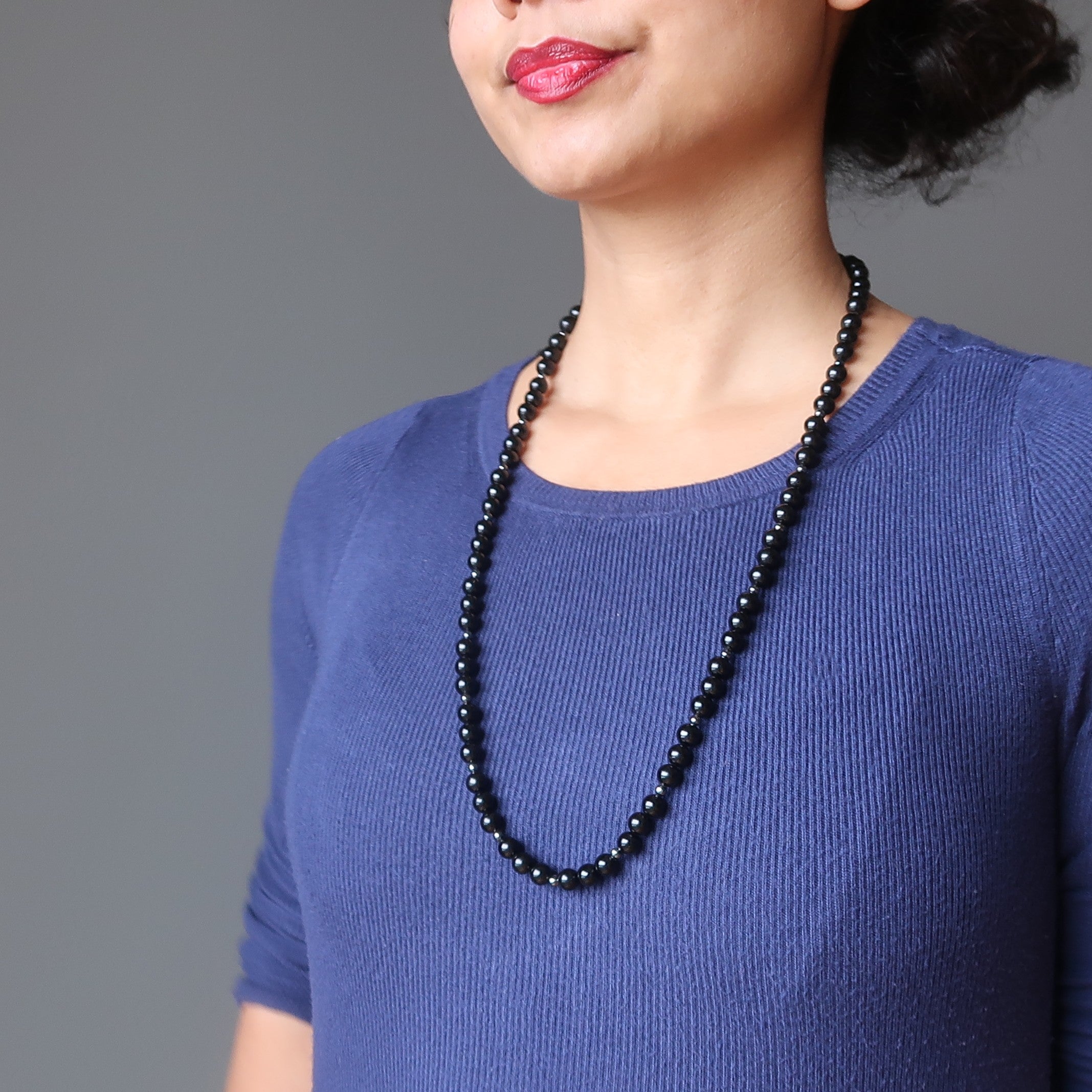 Jet Necklace Black Protection Warrior Azabache Stones
