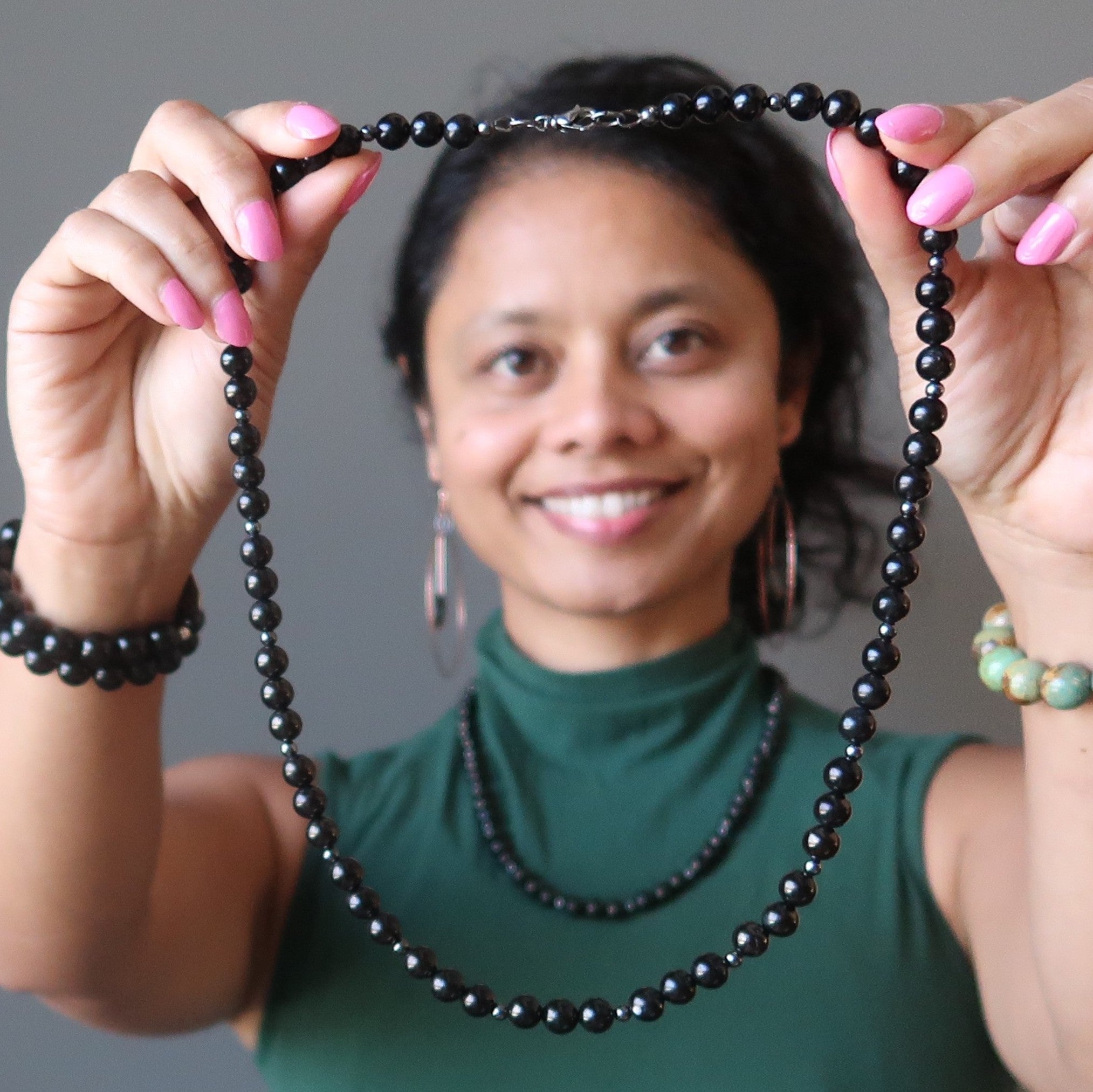 Jet Necklace Black Protection Warrior Azabache Stones