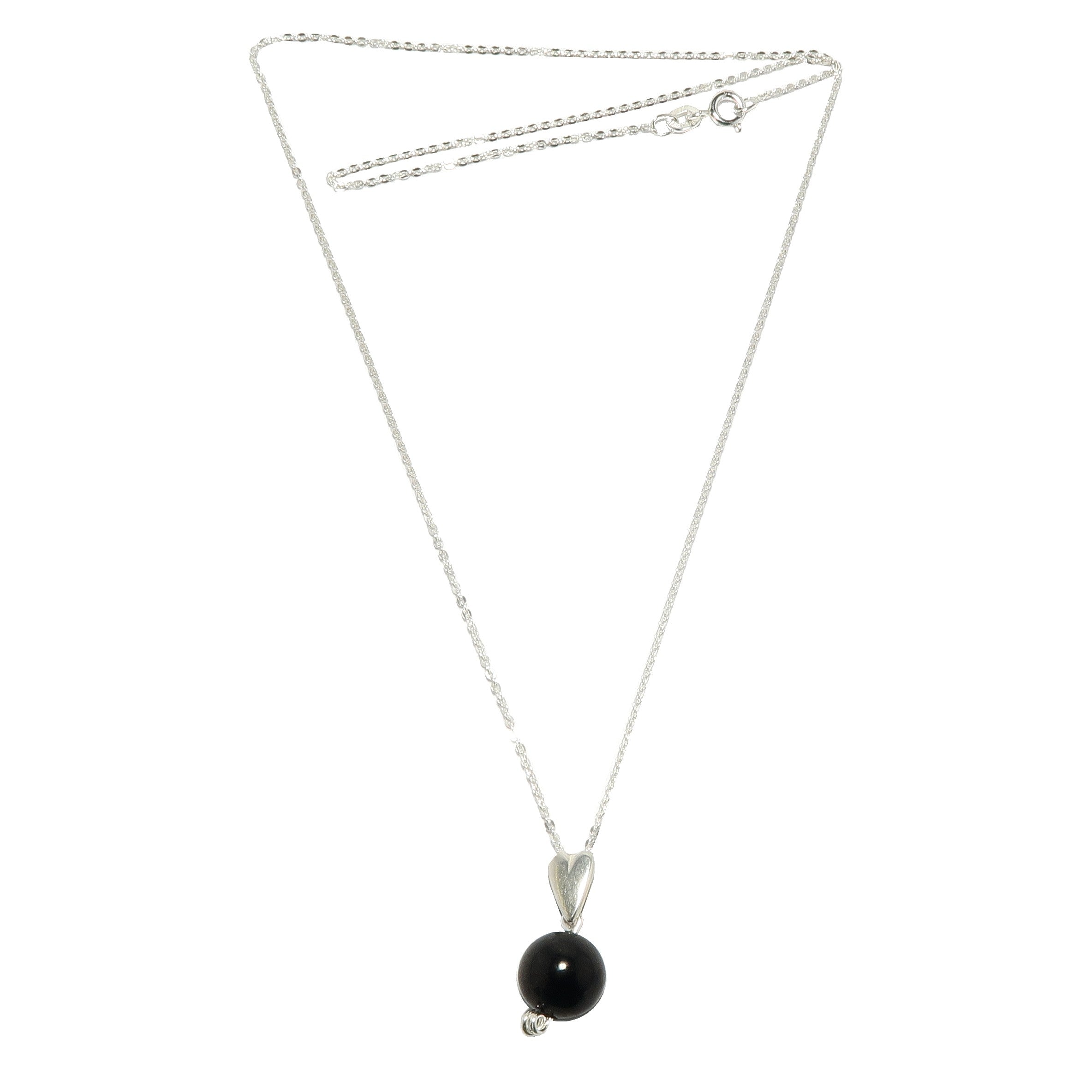 Jet Necklace Sweetheart Stone Black Sterling Silver