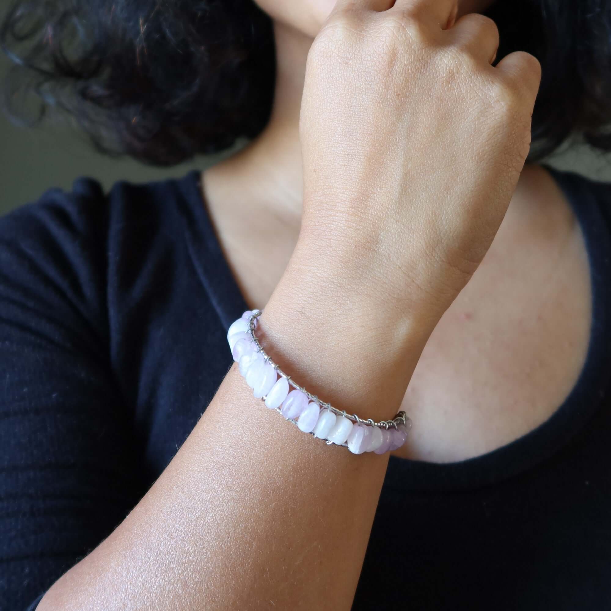 Kunzite Bracelet Cuff Pink Love 18-Karat Gold