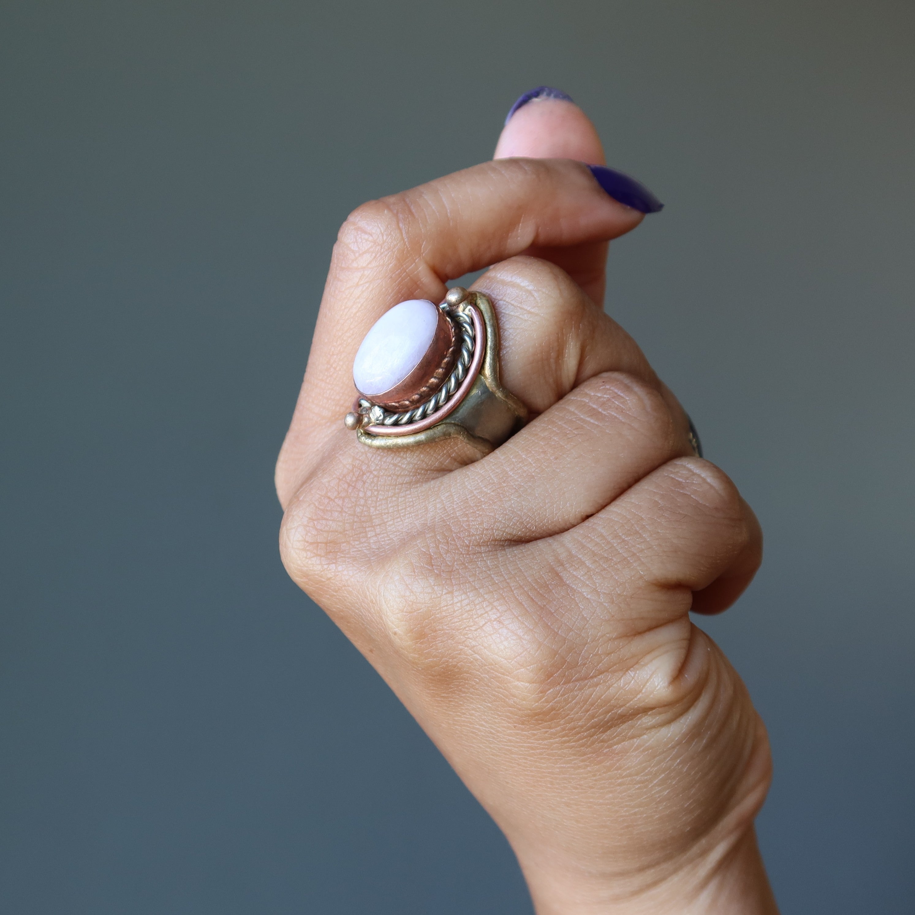 Bague Kunzite Or rose ajustable spirituelle