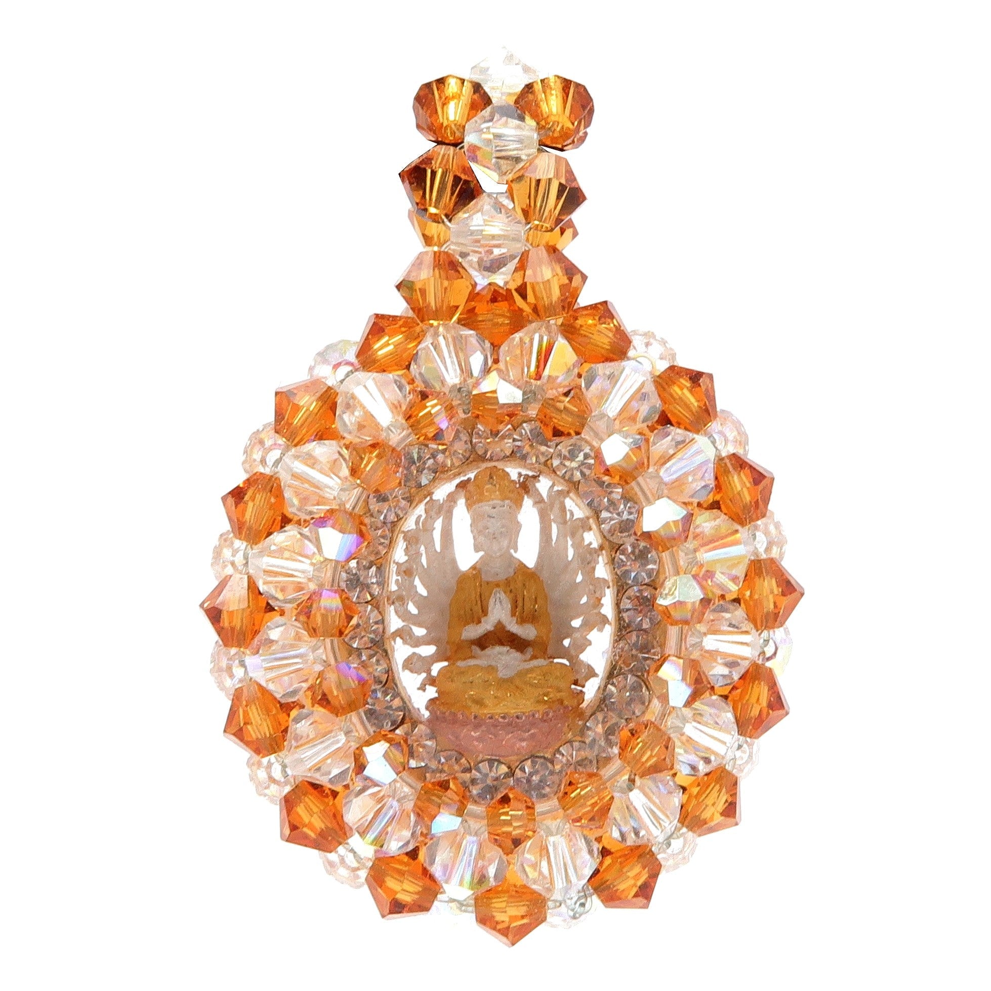 Pendentif Kwan Yin Déesse Cristal Swarovski Or 18 carats