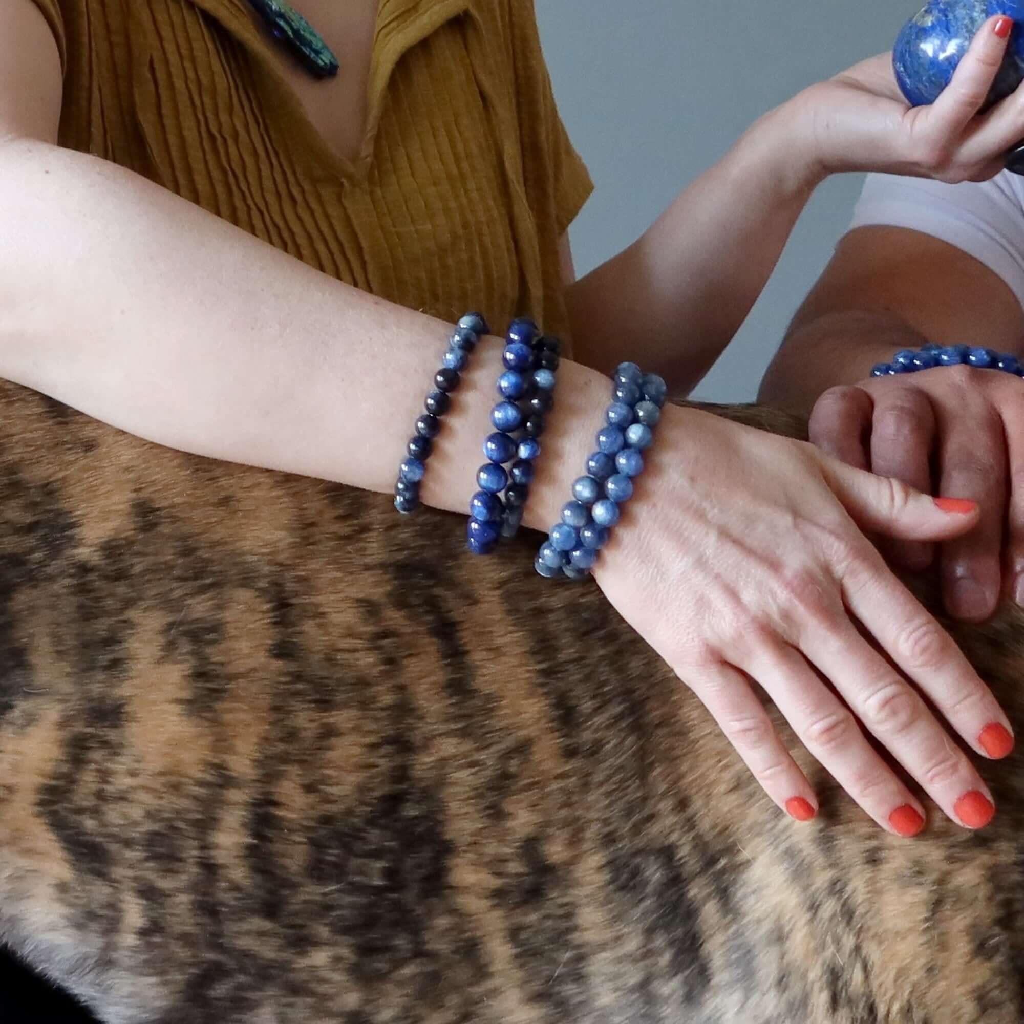 Bracelet en kyanite - Perles Flash Dance bleu foncé