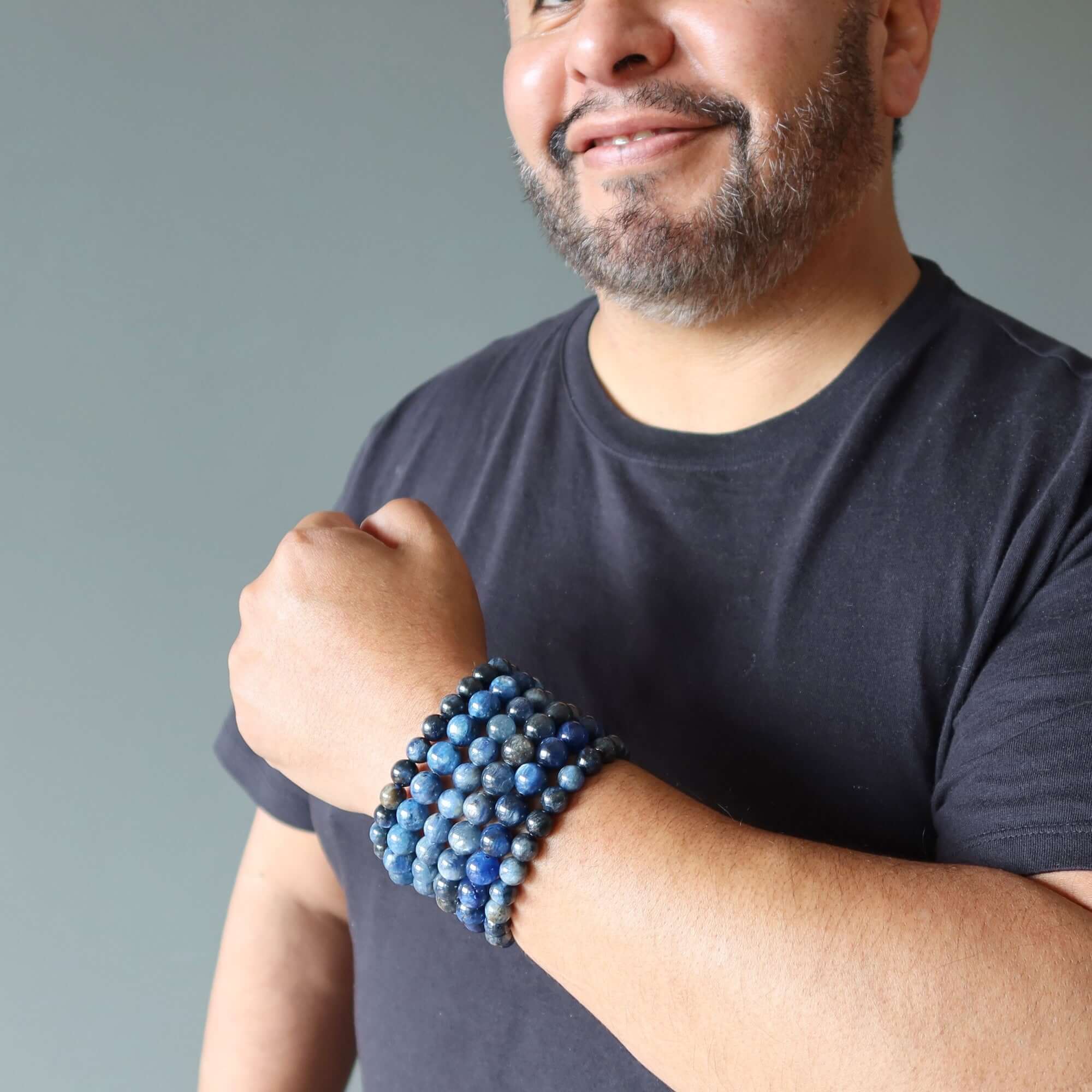 Bracelet en kyanite - Perles Flash Dance bleu foncé